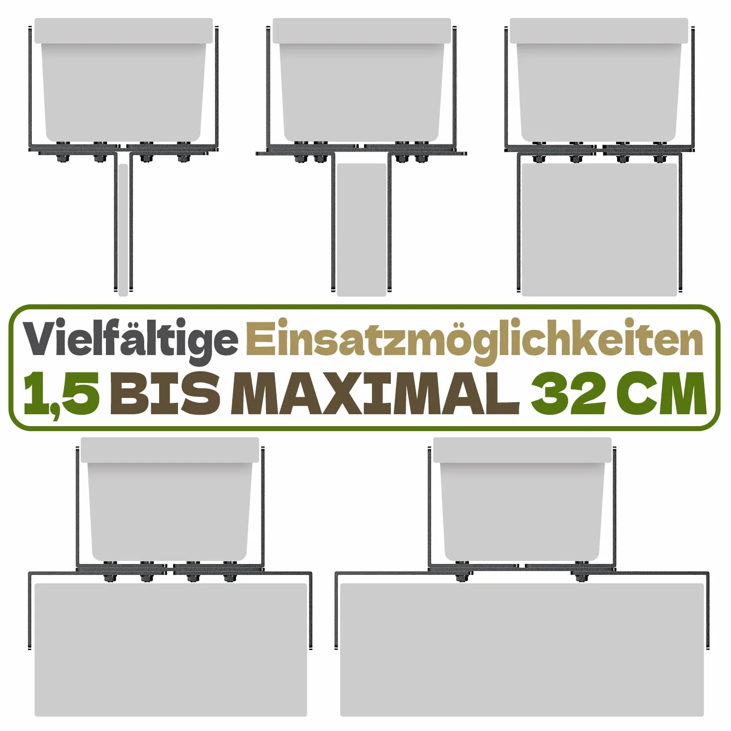 Set di 6 supporti per fioriere a forma di H, supporti per vasi da balcone senza fori Adatti per ringhiere da balcone da 1,5 a 32 cm e fioriere da 15 a 23 cm, supporto per fioriere per ringhiere