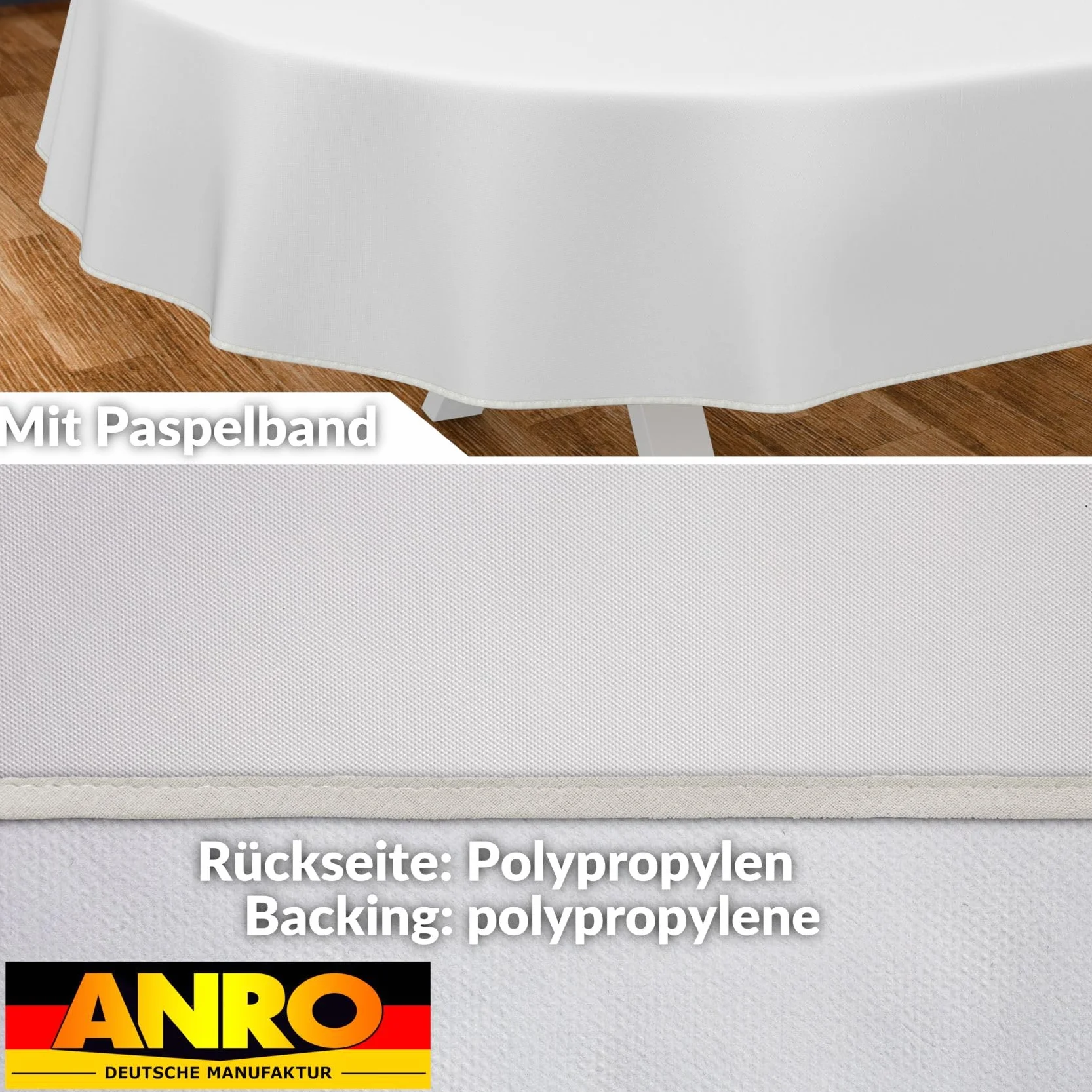 Tovaglia in tela cerata lavabile 220 x 140 cm ovale giardino interno esterno orlo bianco
