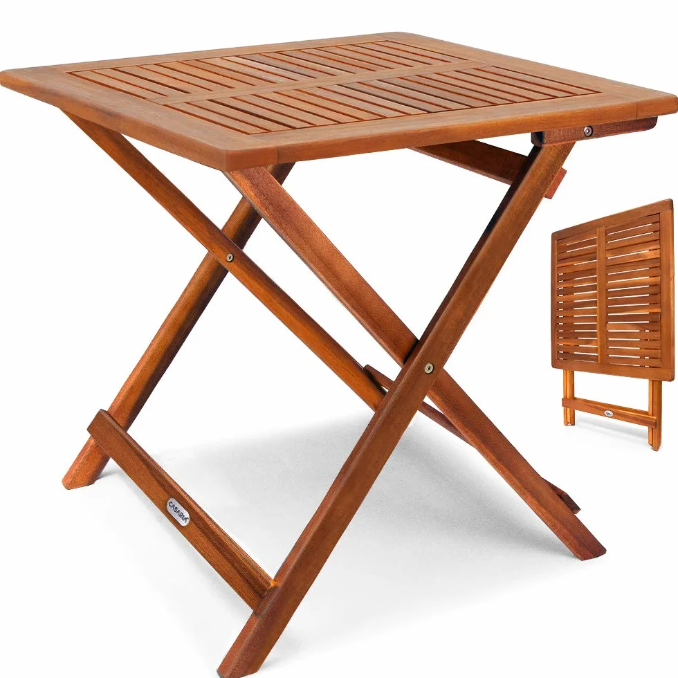 Casaria® Tavolo da Giardino Pieghevole in Legno di Acacia 70x70x73 cm 80 Kg