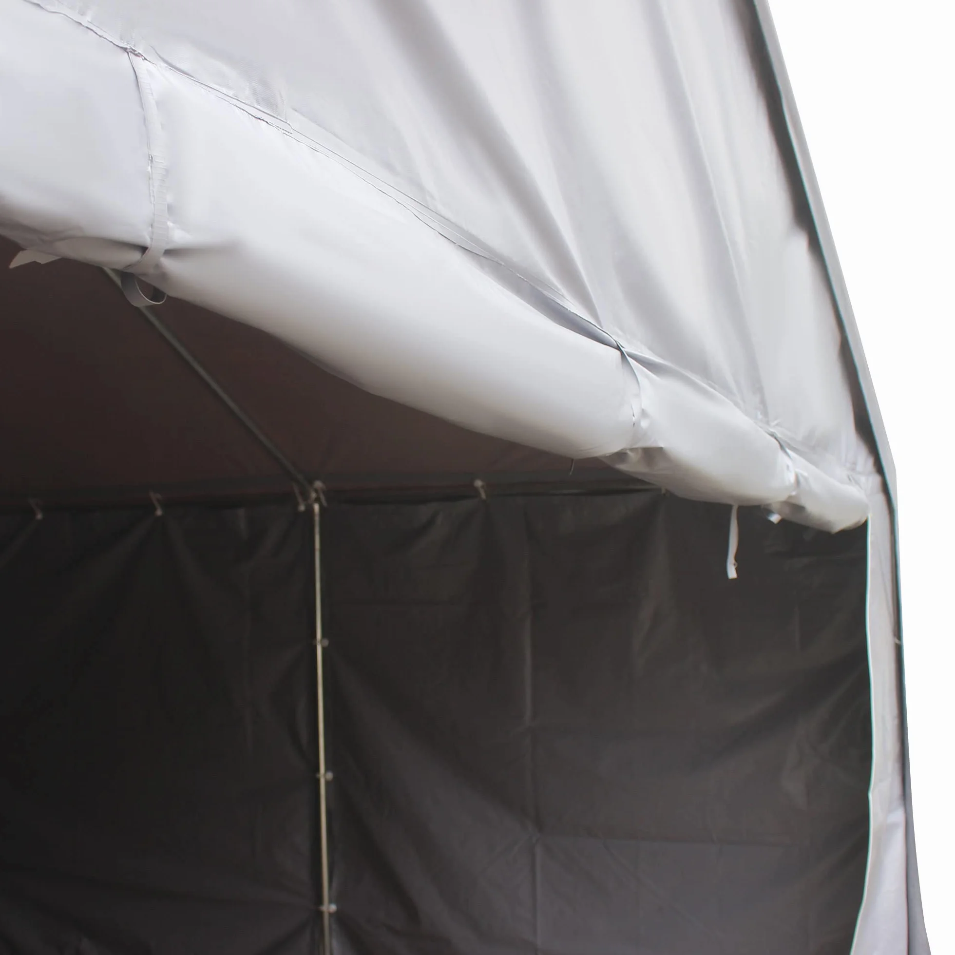 Outsunny Garage Auto Esterno 8x4m Porte Cerniera Tettoia Pannelli Removibili Telaio Acciaio Grigio Scuro