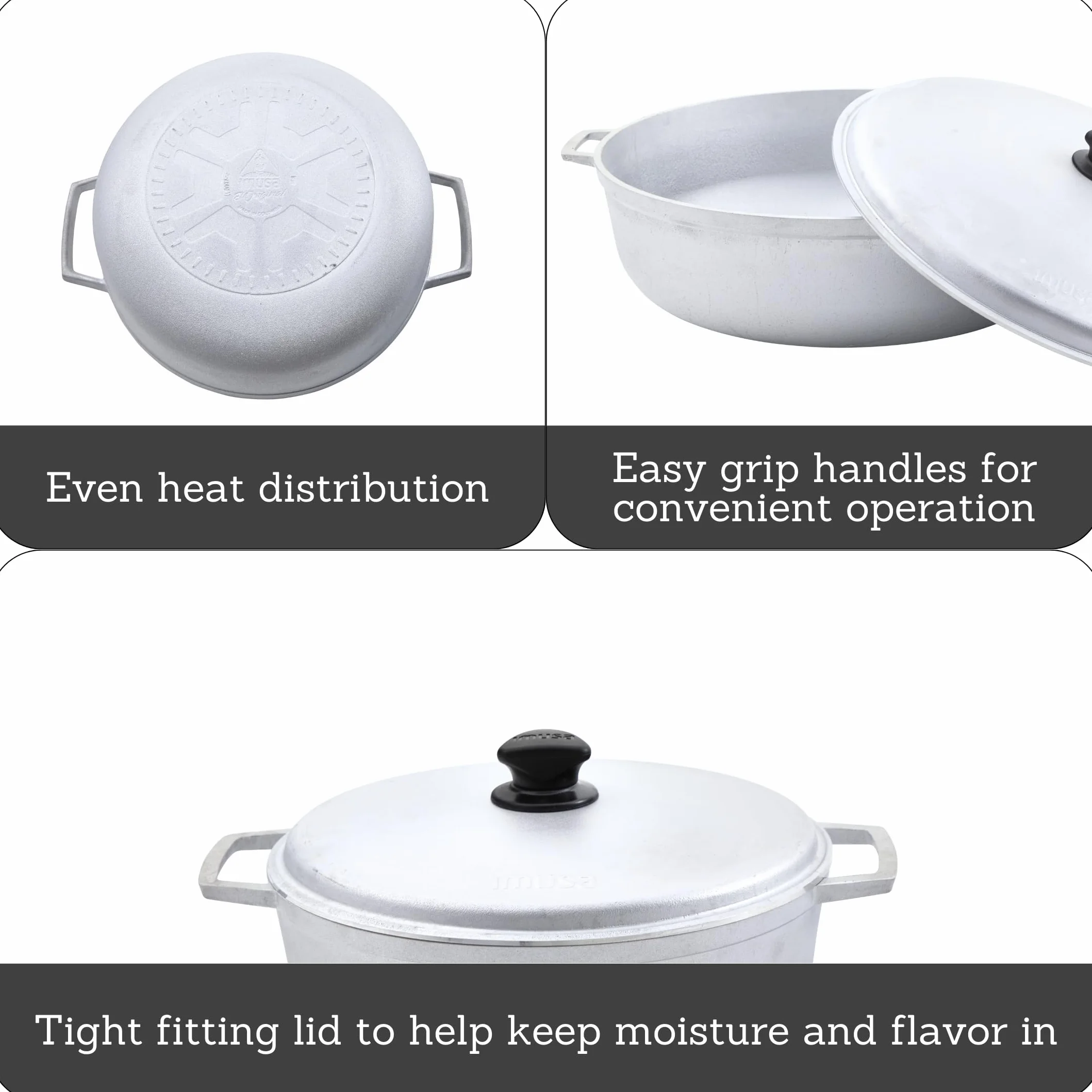 IMUSA USA GAU-80506W Caldaio tradizionale colombiano da 6,9 quarti (forno olandese) per cucinare e servire, argento