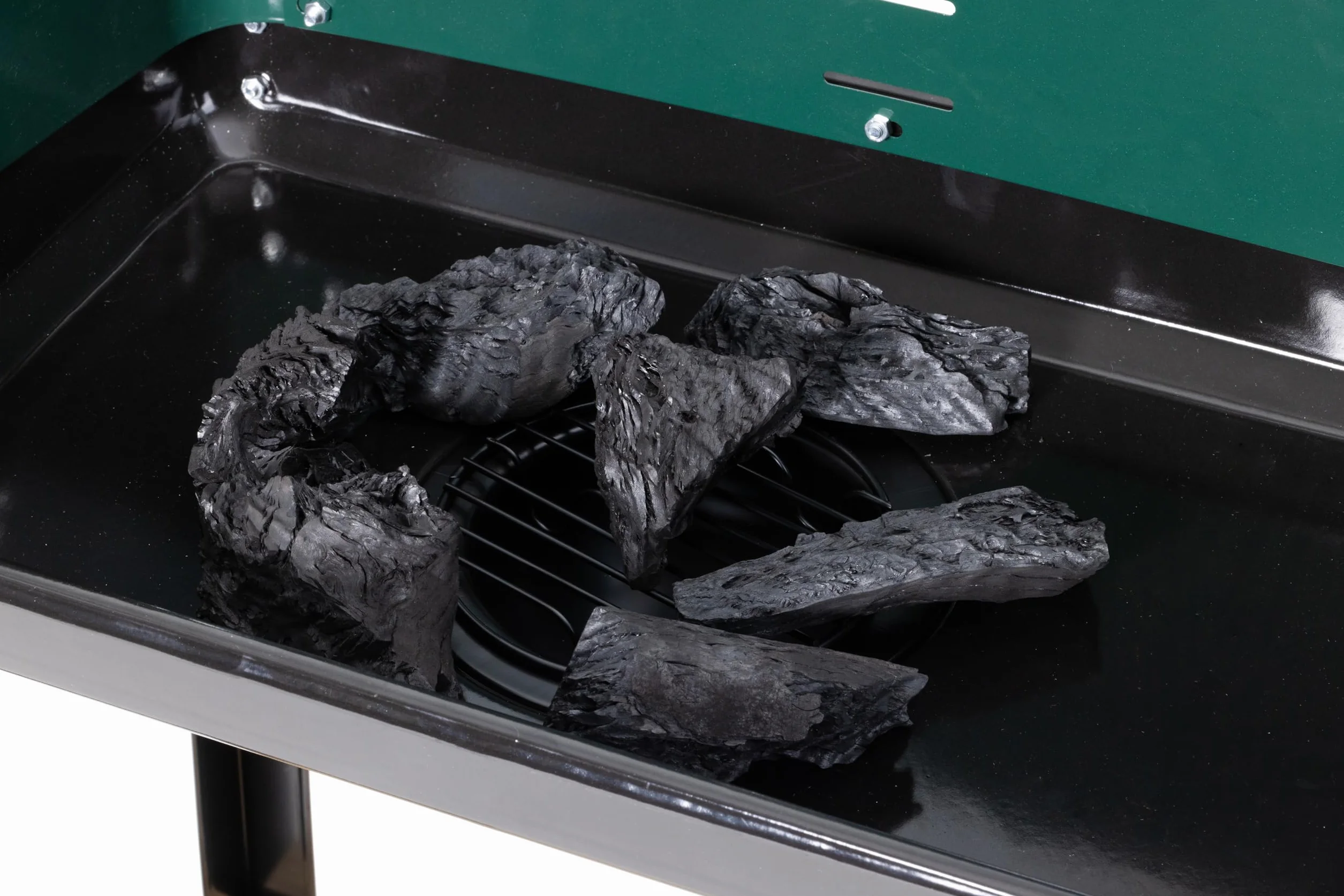 Aro Barbecue a Carbonella in Acciaio e Legno, 2 Griglie Regolabili, Tavolini Laterali, Ruote, Paravento, Verde