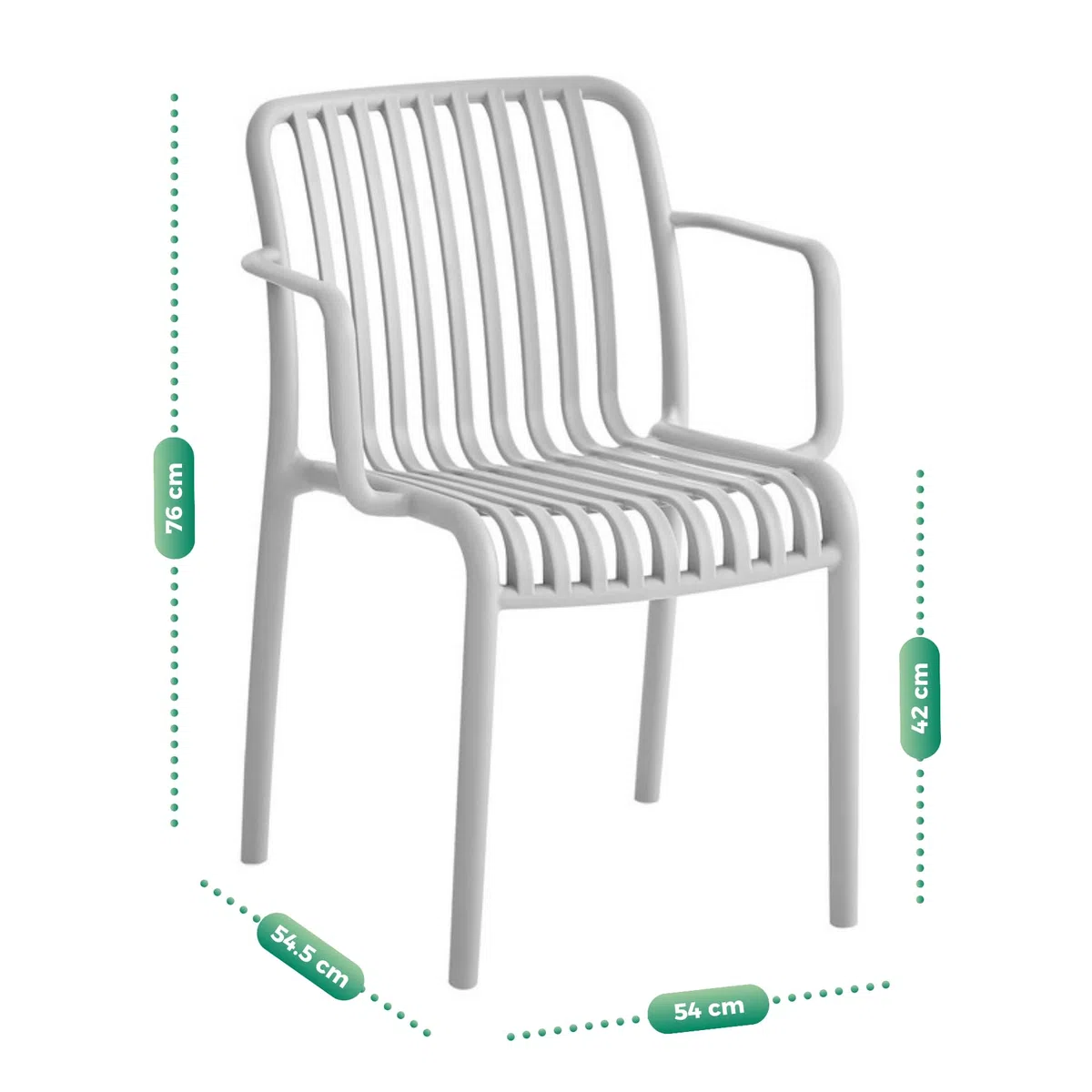 Set 6 Sedie Impilabili in Polipropilene Anti-UV per Esterno Interno, Bianco