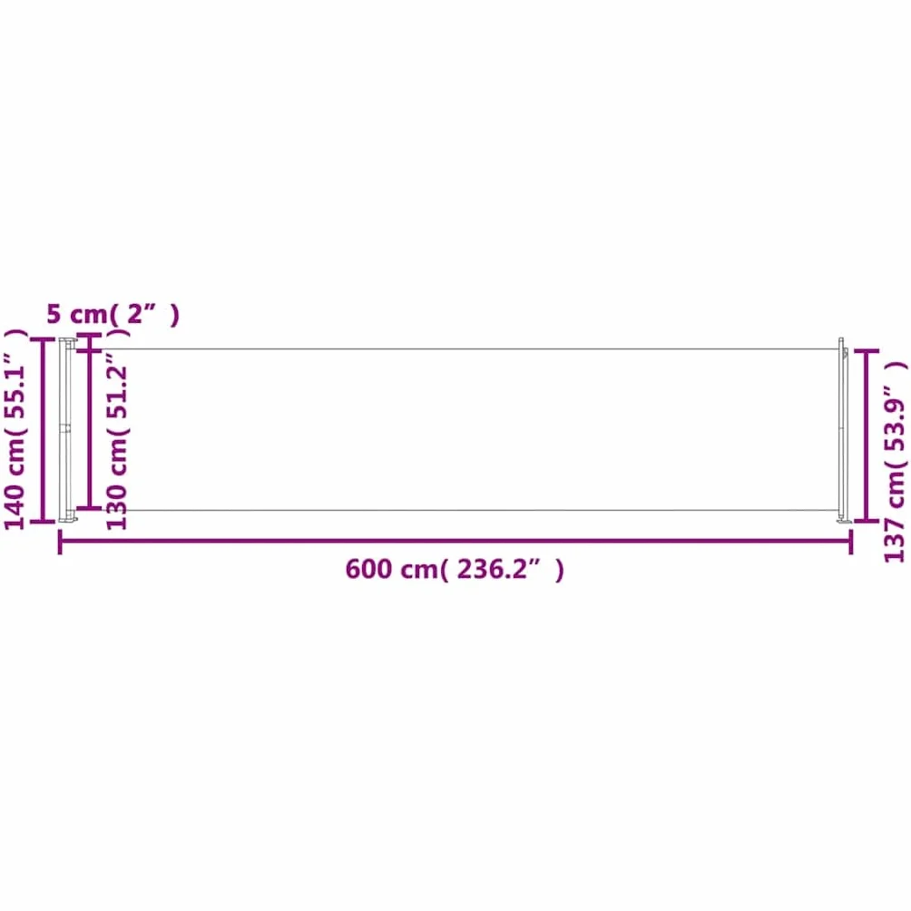 vidaXL Tenda Laterale Retrattile per Patio 140x600 cm Crema