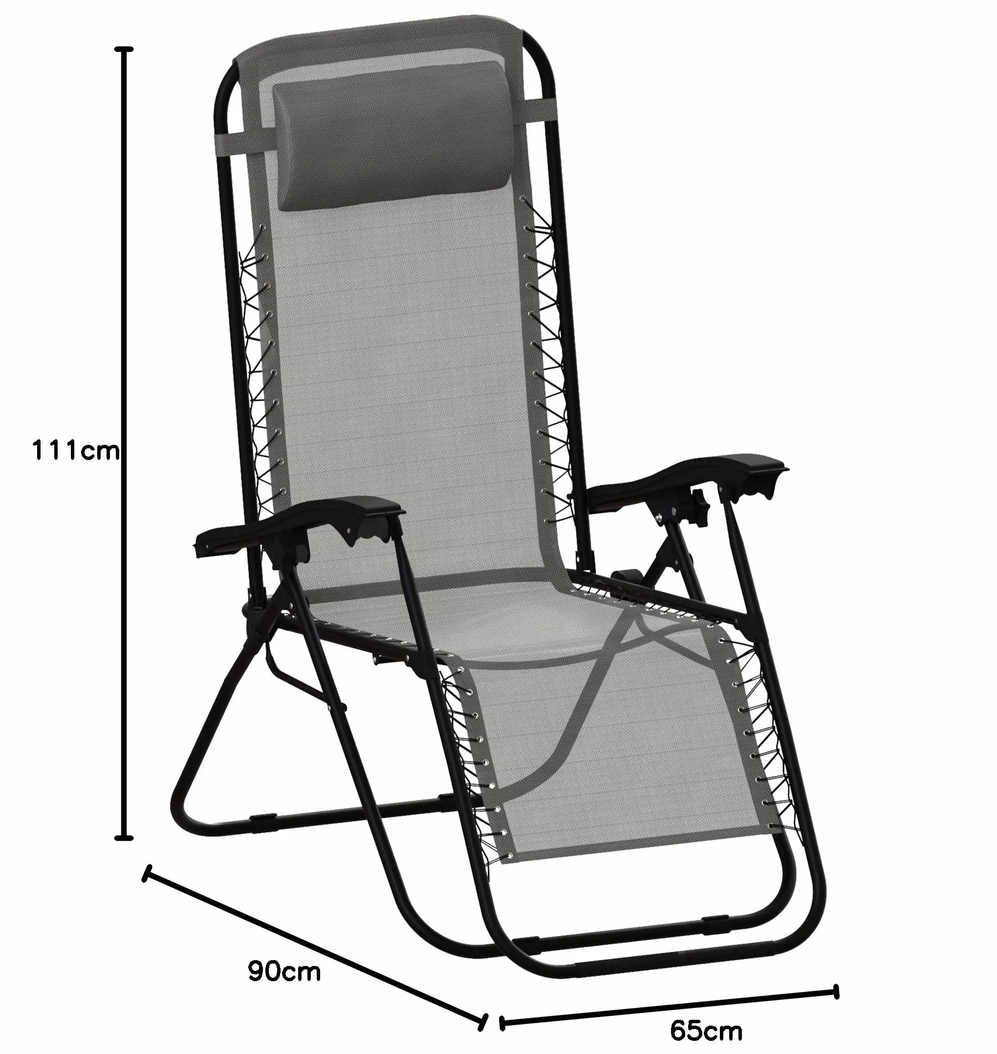 Garden Vida Set di 2 sedie a gravità zero, sdraio per esterni, patio, reclinabile, senza peso, resistente alle intemperie, in acciaio (grigio)