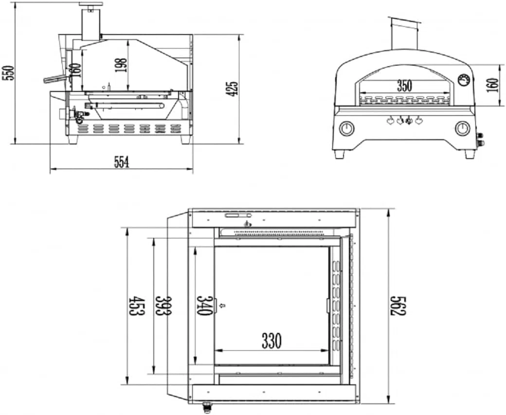 Forno per Pizza a Gas Speedy500 Acciaio Inox Doppio Bruciatore 500°C Pietra Refrattaria