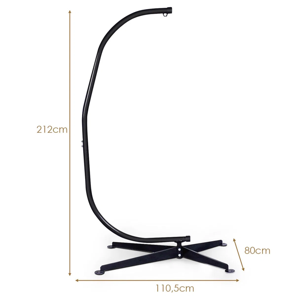 COSTWAY Supporto per Amaca a Sedia a Forma di C, Sostegno per Sedia in Acciaio, Carico Massimo di 150 kg, Nero (Solo Telaio, Senza Amaca a Sedia)