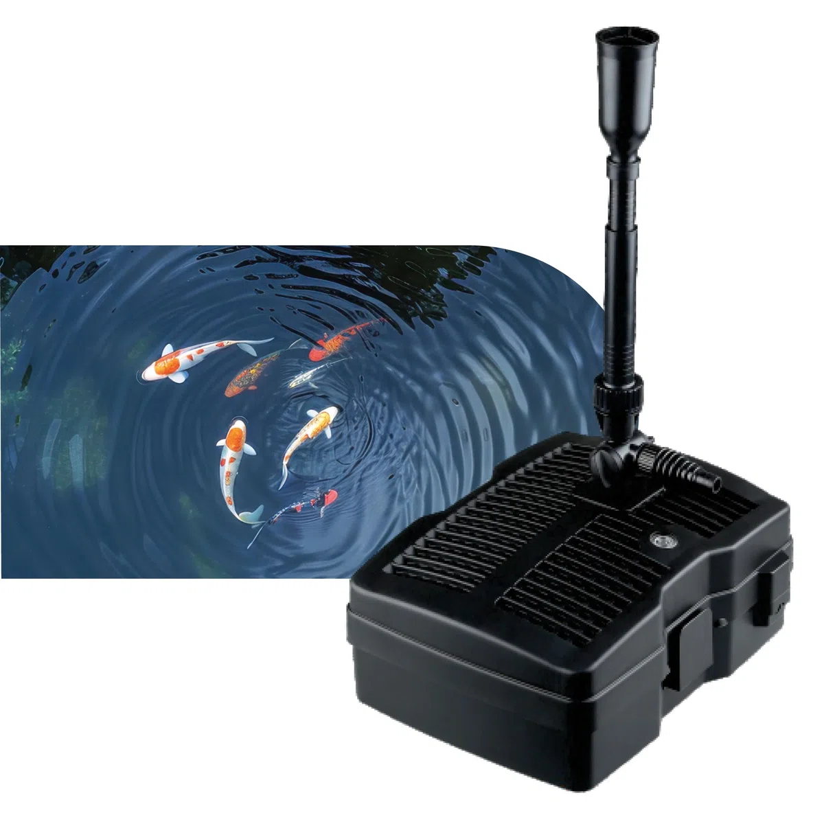 AQPOND Unity Filtro Interno per Laghetto 3 in 1 con Pompa Fontana e Sterilizzatore UV 9W – Sistema Completo di Filtrazione con Giochi d’Acqua per Laghetti da Giardino