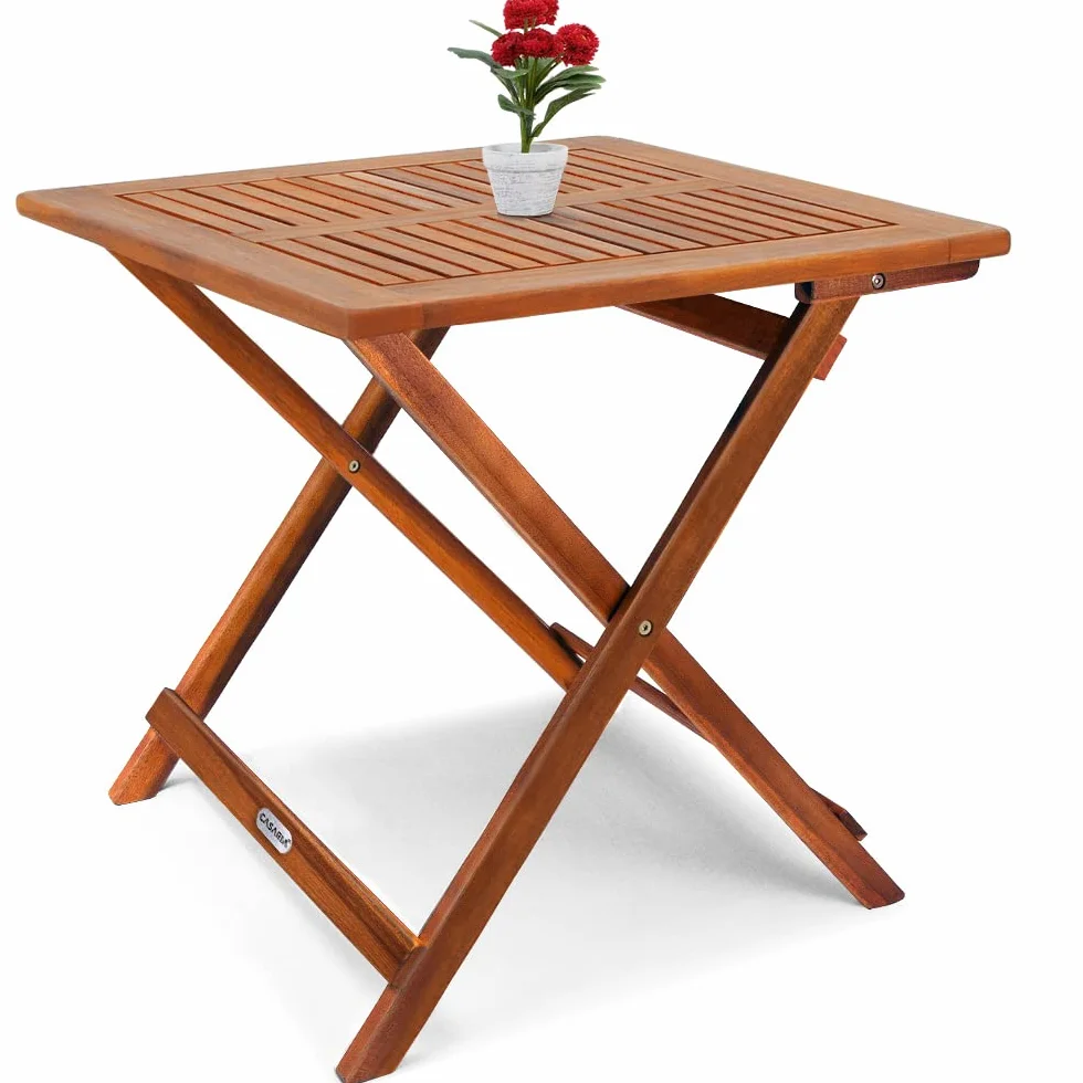 Casaria® Tavolo da Giardino Pieghevole in Legno di Acacia 70x70x73 cm 80 Kg