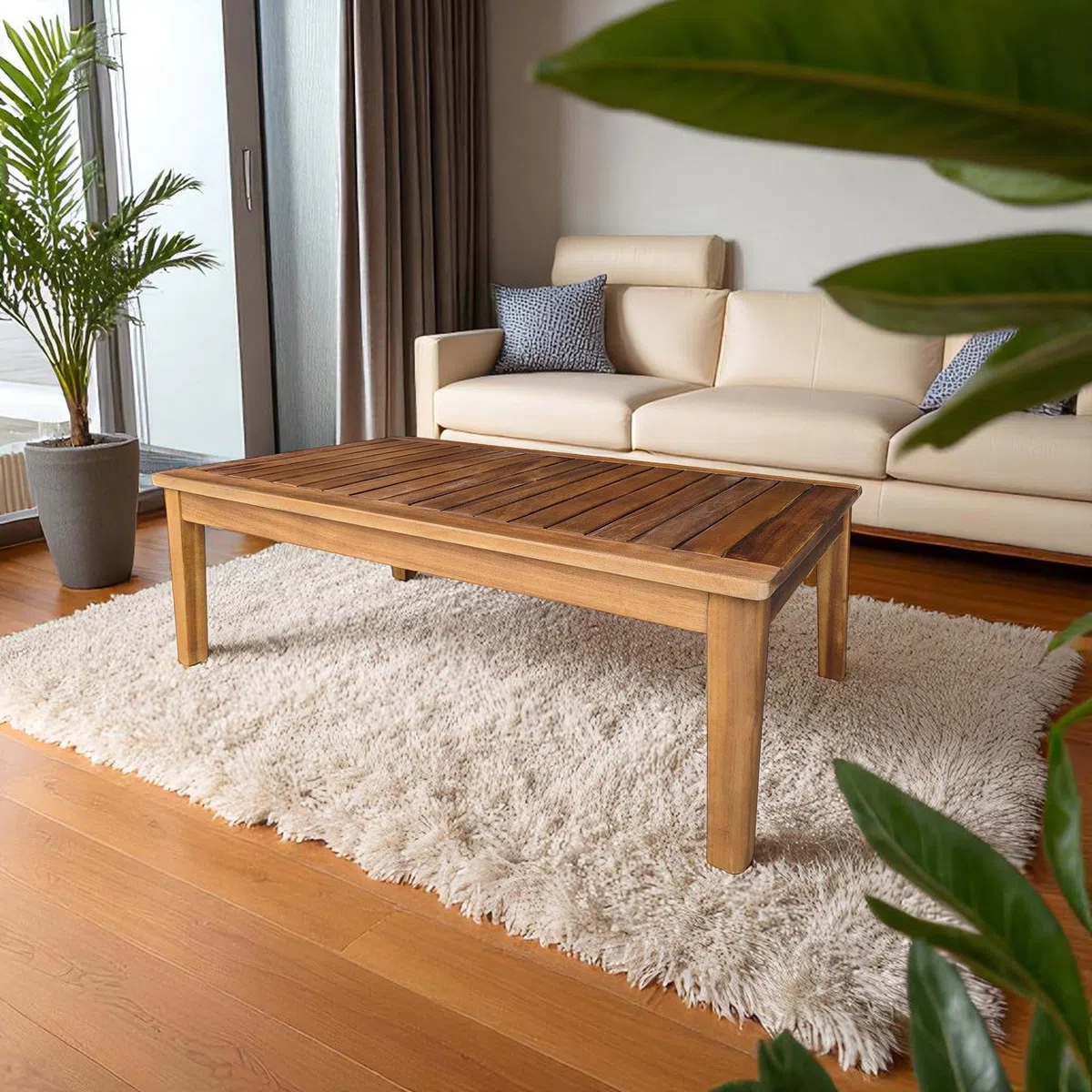Tavolino da giardino in legno di acacia oliato 80 x 50 cm - Tavolo da salotto in legno massello