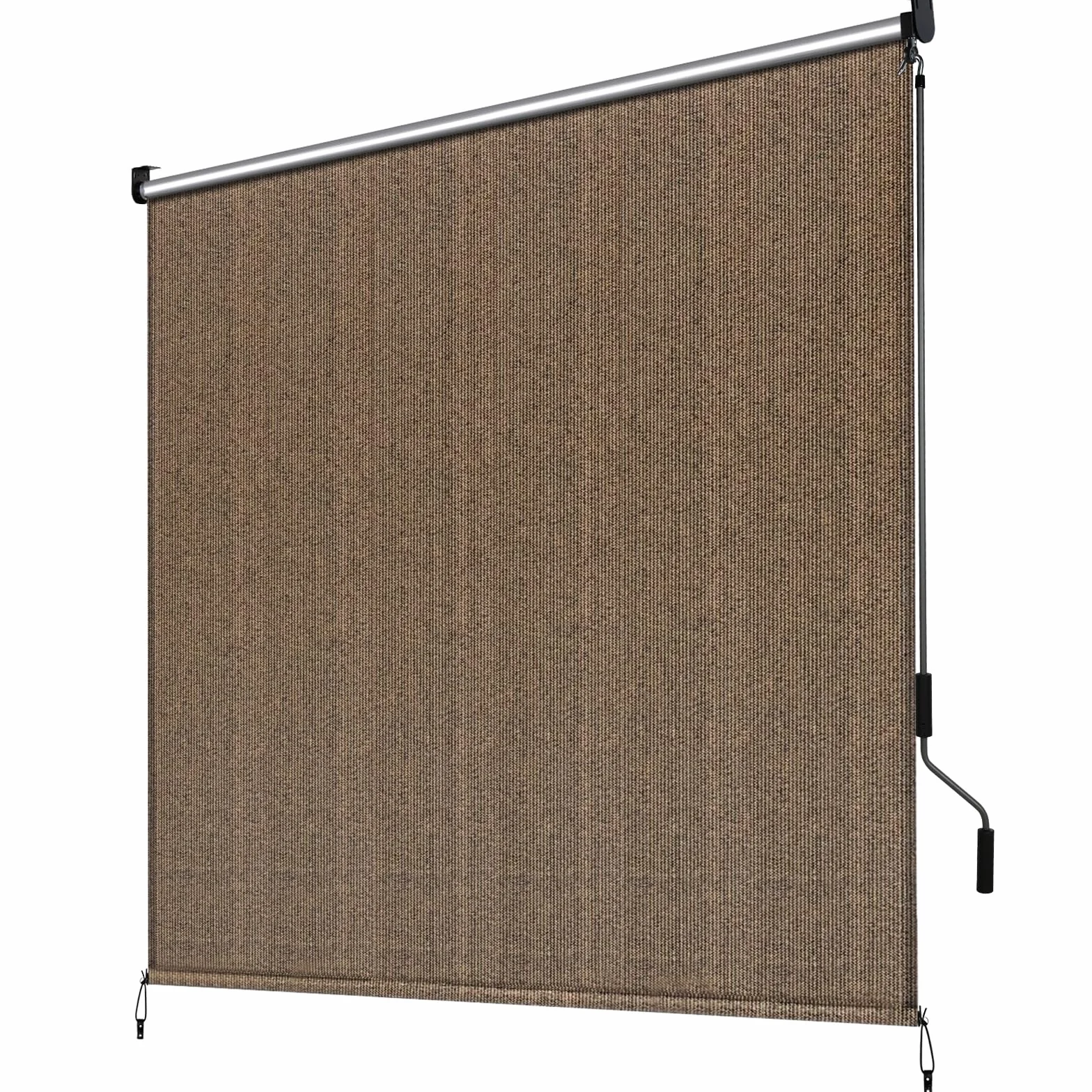 LIFERUN Tenda da sole verticale 300 x 240 cm HDPE per terrazza balcone giardino alluminio manovella marrone