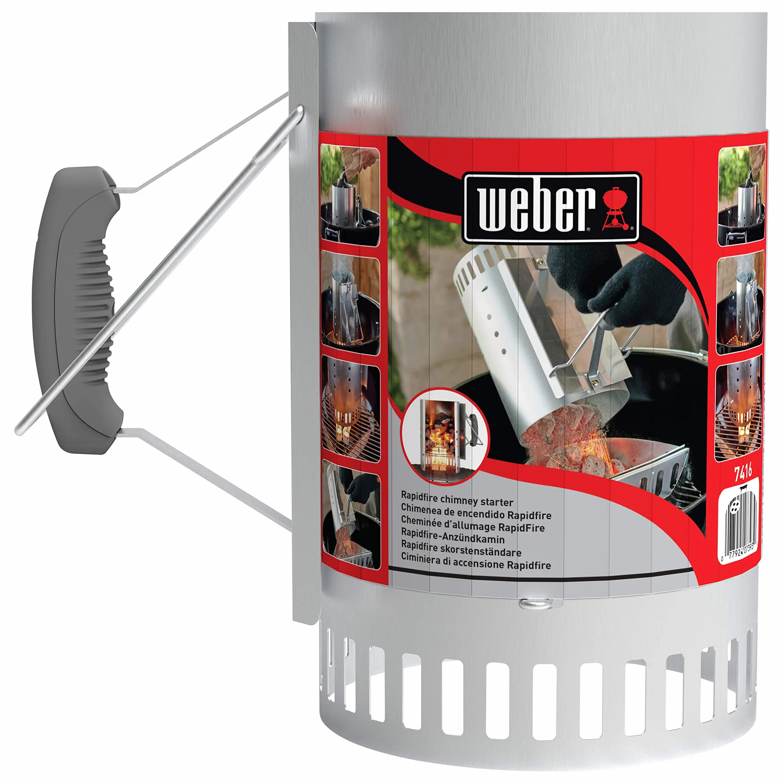 Weber Fireplace Starter Grande 32 cm Altezza 2 Maniglie per Griglie a Carbonella 47 cm