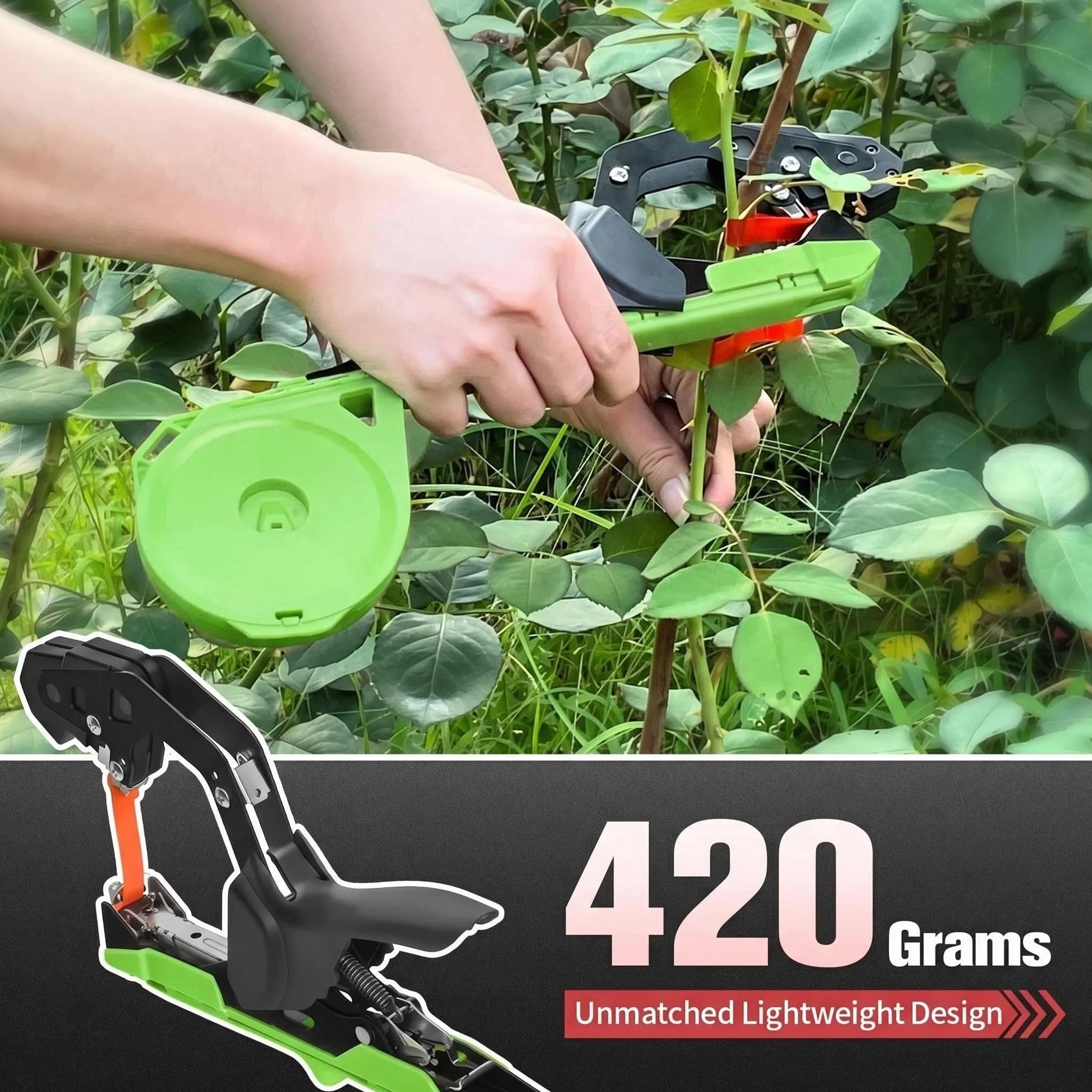 Legatrice Manuale per Pomodori Viti e UVA con Nastro e Graffette Verde/Nero