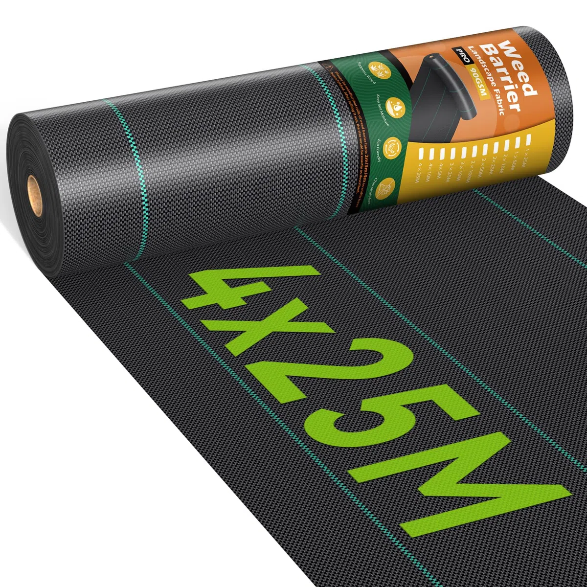Iropro Telo Pacciamatura Anti Erbacce 4m x 25m 100m² Tessuto Permeabile all'Acqua Stabilizzazione ai Raggi UV