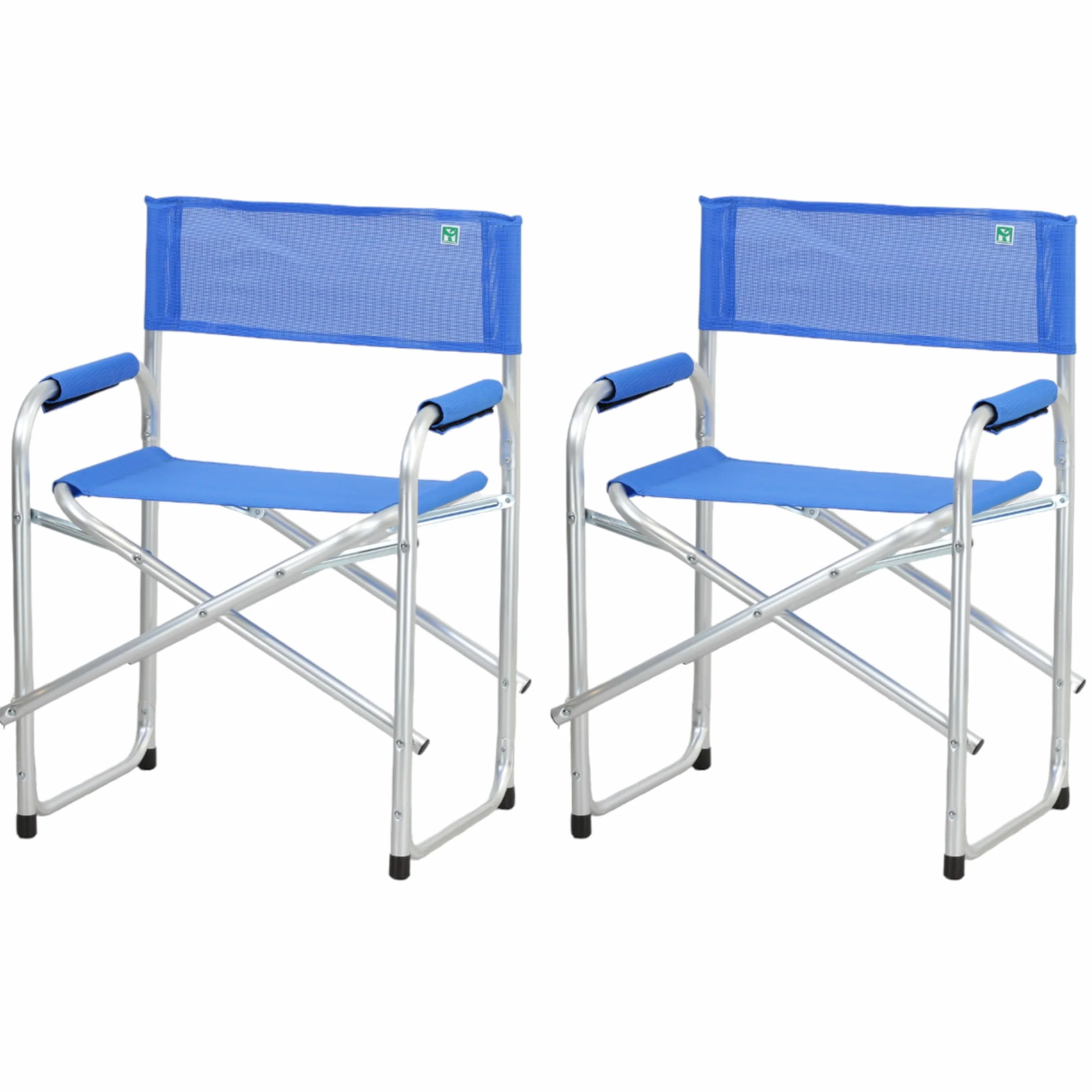 Totò Piccinni Sedia Regista CAMPING BAIA pieghevole in alluminio e textilene resistente robusta leggera con braccioli imbottiti (2, Blu)