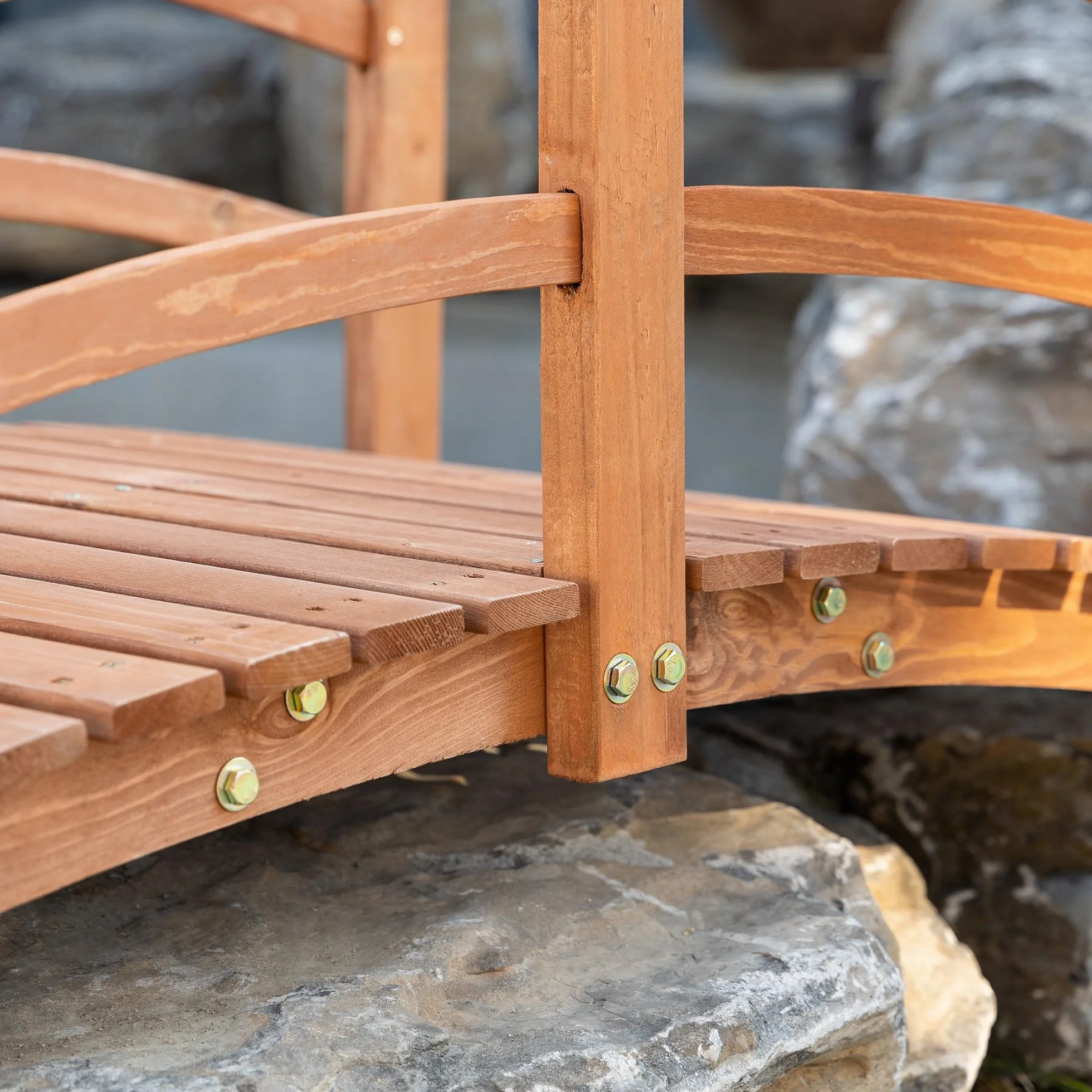 Outsunny Ponte ad Arco in Legno 185x72x58 cm con corrimano Ponte da Giardino per la Decorazione del Patio Carico 200 kg Naturale