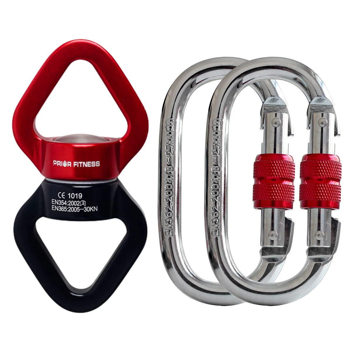 PRIOR FITNESS Accessori per altalena in seta 30KN rosso e nero Gancio girevole a 360° Certificato CE