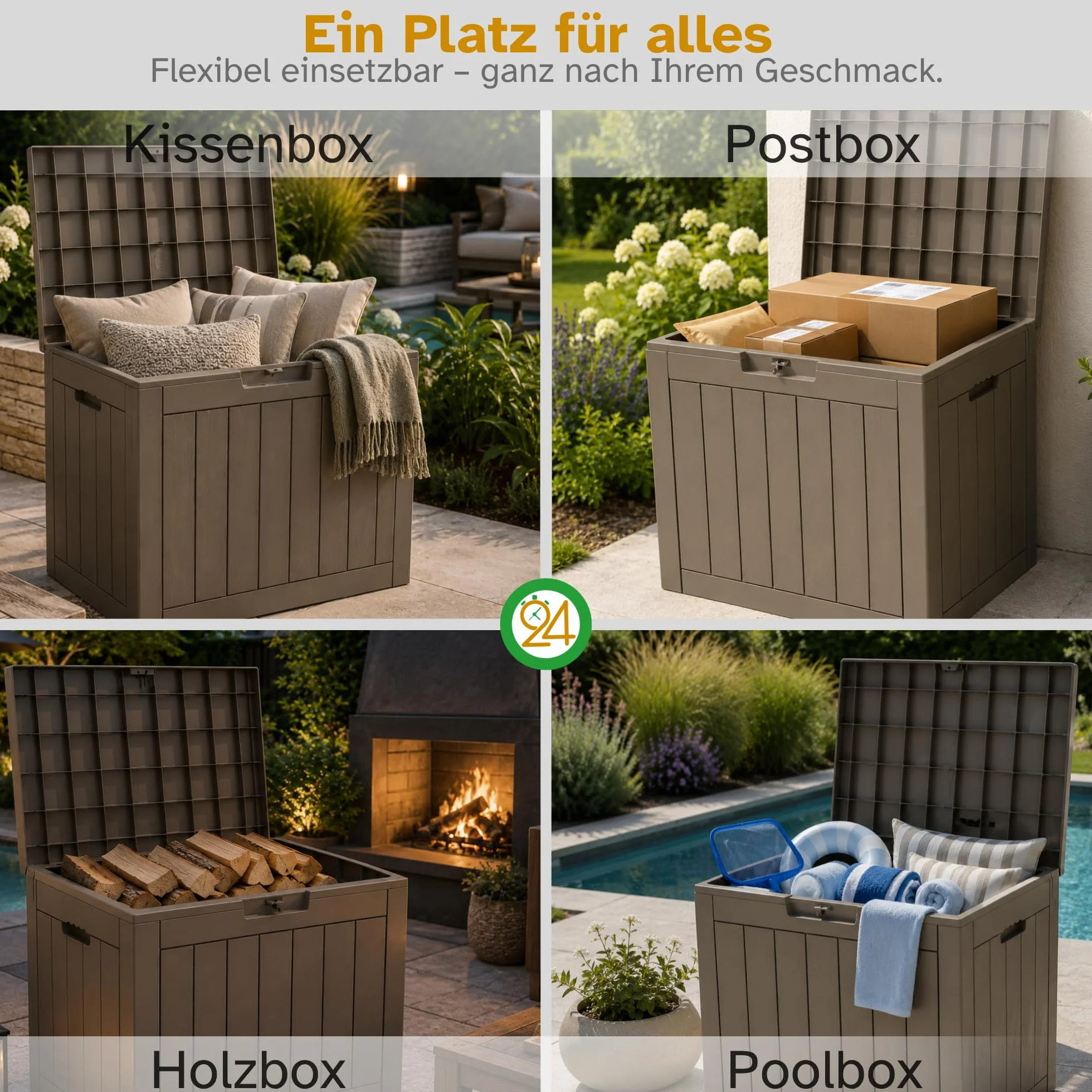 Ondis24 City Cube Scatola in plastica 110 l beige 55 x 43 x 53 cm portata 75 kg