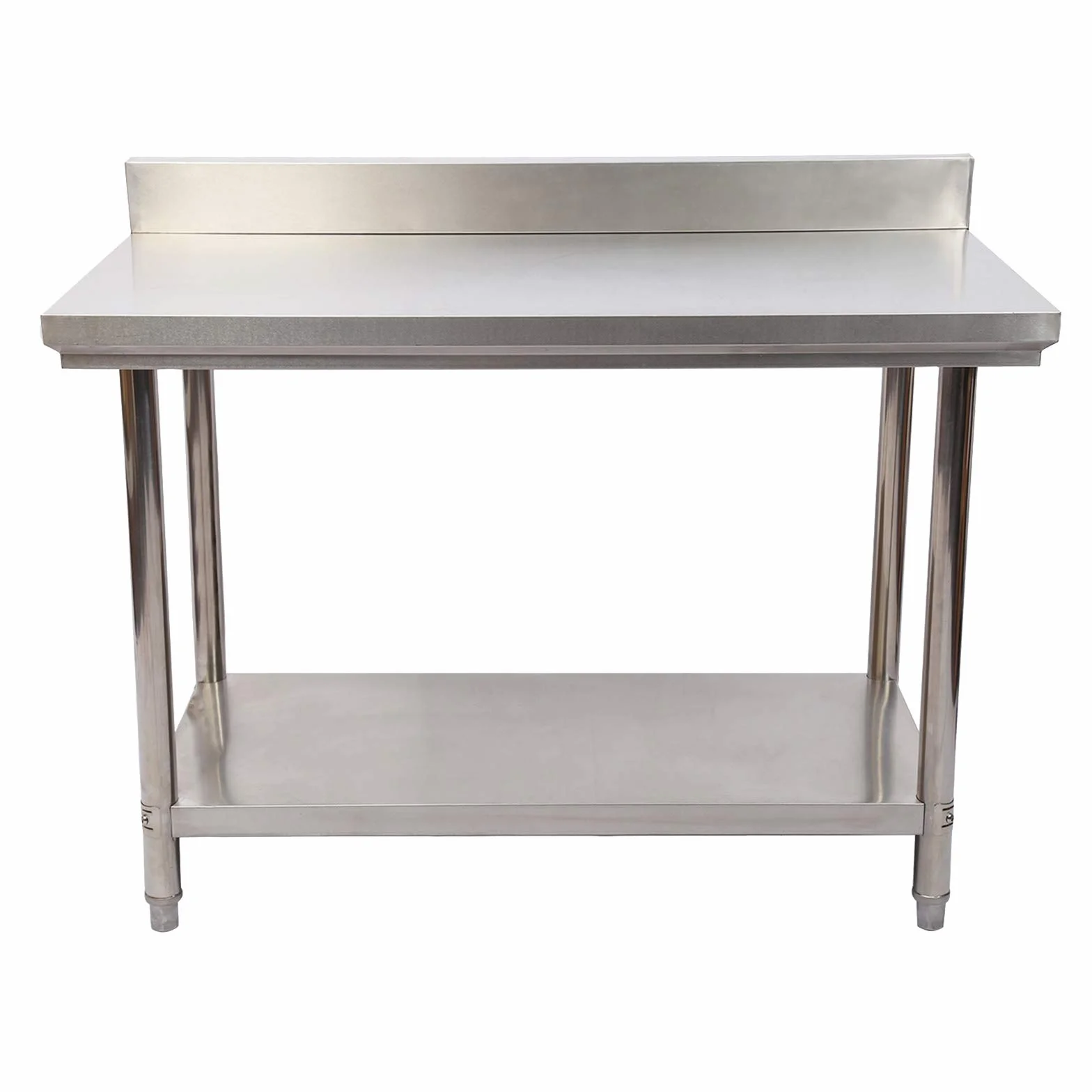 Wiltec Tavolo da lavoro in acciaio inox 100 x 60 x 85 cm con alzatina e ripiano inferiore