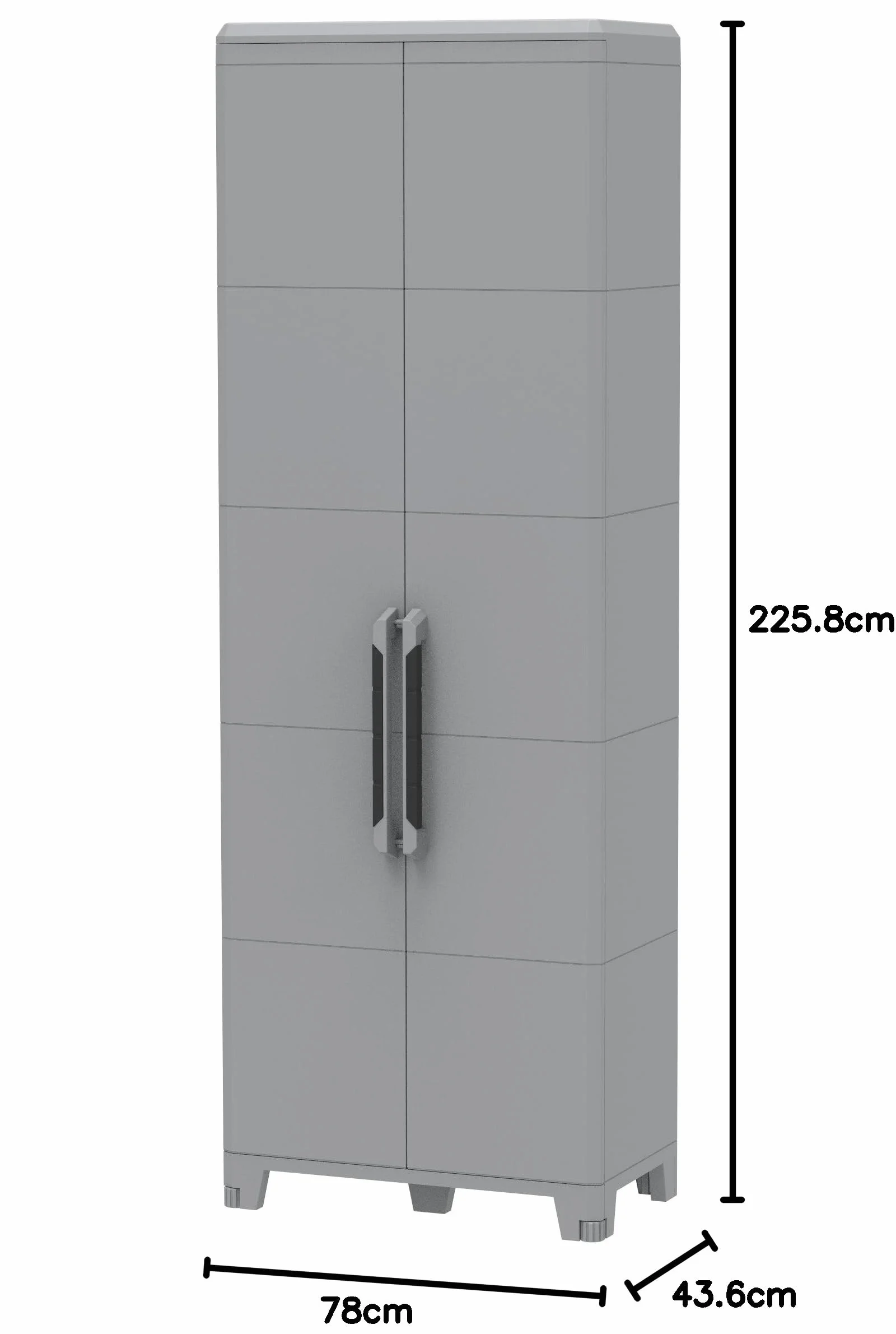 Terry, Transforming Modular 5, Armadio Multifunzionale Alto, da Esterno Interno, Due Ante. Materiale: Plastica, Dimensioni: 78x43,6x225,8 cm