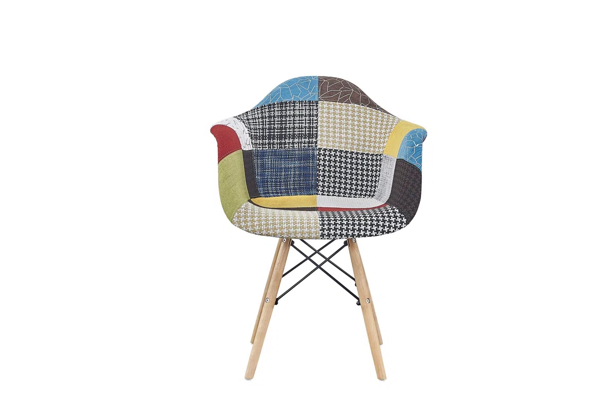 Poltroncine serie Picasso PP seduta spugna stoffa patchwork piedi faggio metallo