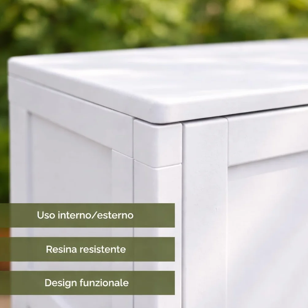 Armadio Alto in Plastica 79x43x164 cm. con 2 Ante e Vano Portascopa – Mobile Contenitore Multiuso Salvaspazio per Organizzazione Casa, Lavanderia e Ripostiglio (Panna)