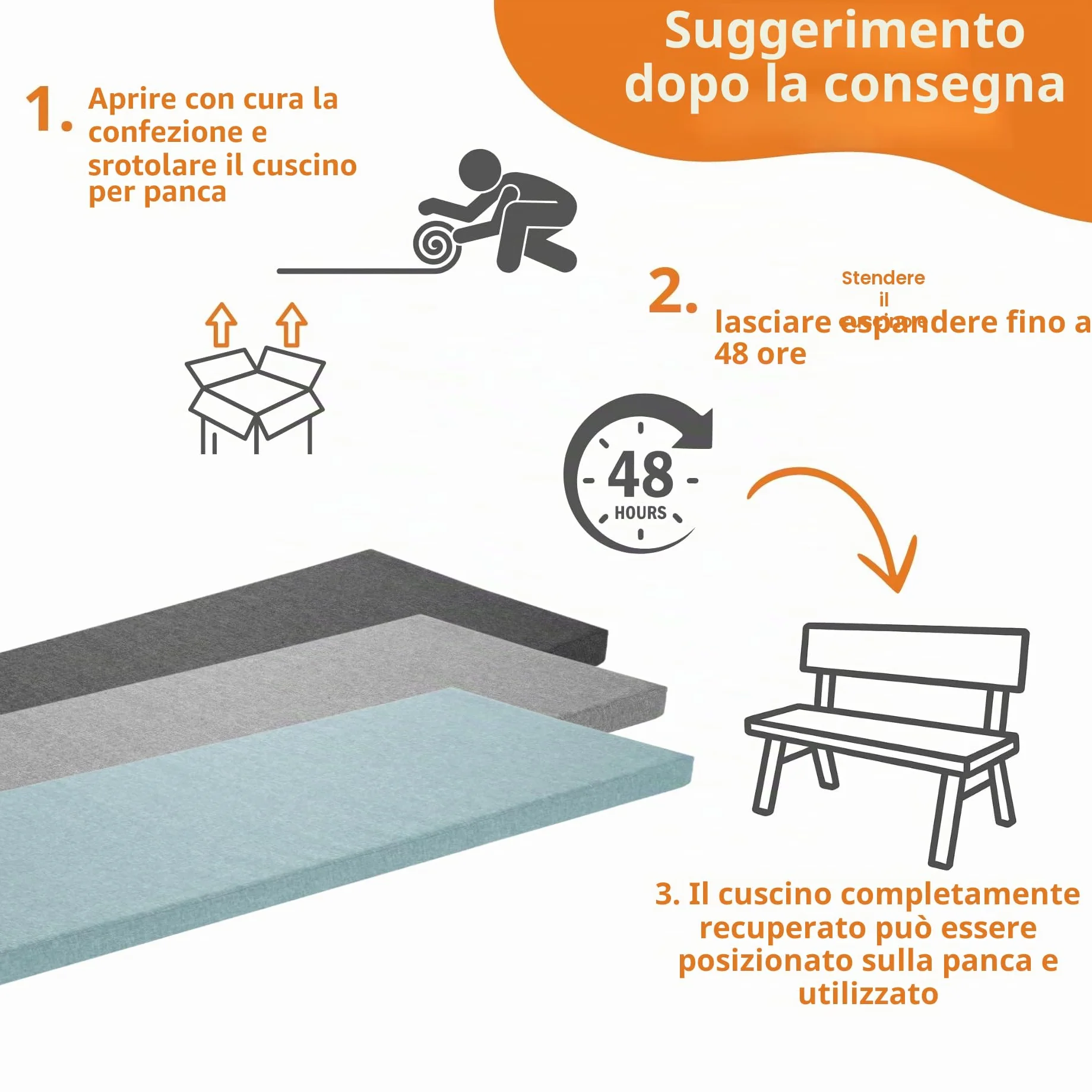 sleepling Cuscino per panca 110 x 40 cm, grigio scuro, cuscino per seduta per esterni ed interni, cuscino per panca, fodera lavabile, fondo antiscivolo, prodotto nell'UE