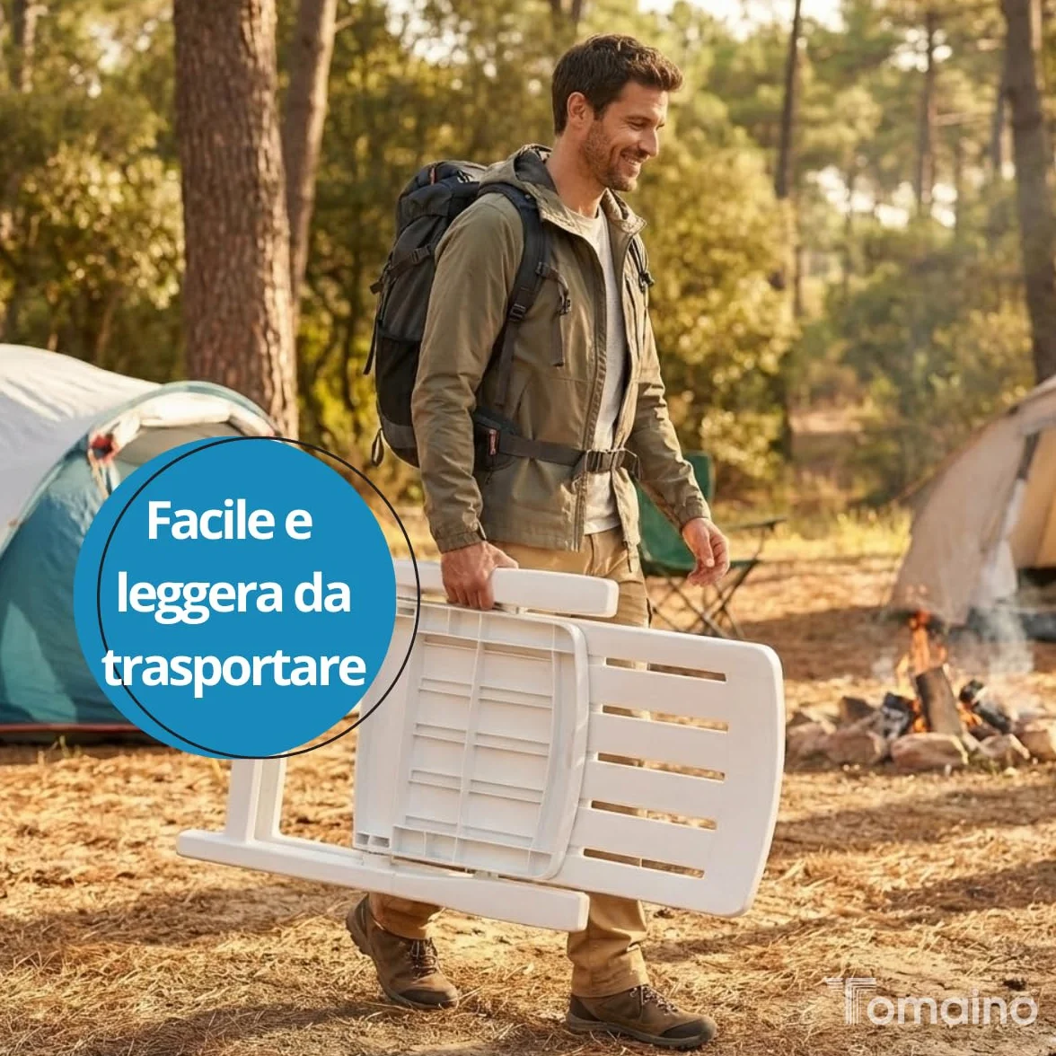 Tomaino Sdraio da giardino pieghevole in plastica - Poltrona per esterno, casa, campeggio reclinabile - 5 posizioni- Con braccioli (Nero)