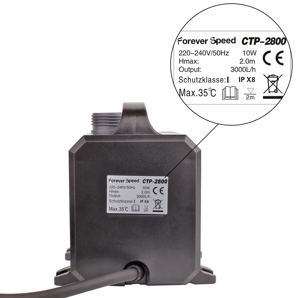 Forever Speed Super Eco - Pompa per laghetti con filtro dell'acqua, a risparmio energetico, per vasche idriche, torrenti, ideale per laghetti per carpe koi 3000L/H 10W