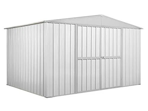 Notek Box in Acciaio Zincato Casetta da Giardino in Lamiera 3.60 x 2.60 m x h2.12 m - 130 kg – 9,1 Metri Quadri (Bianco)