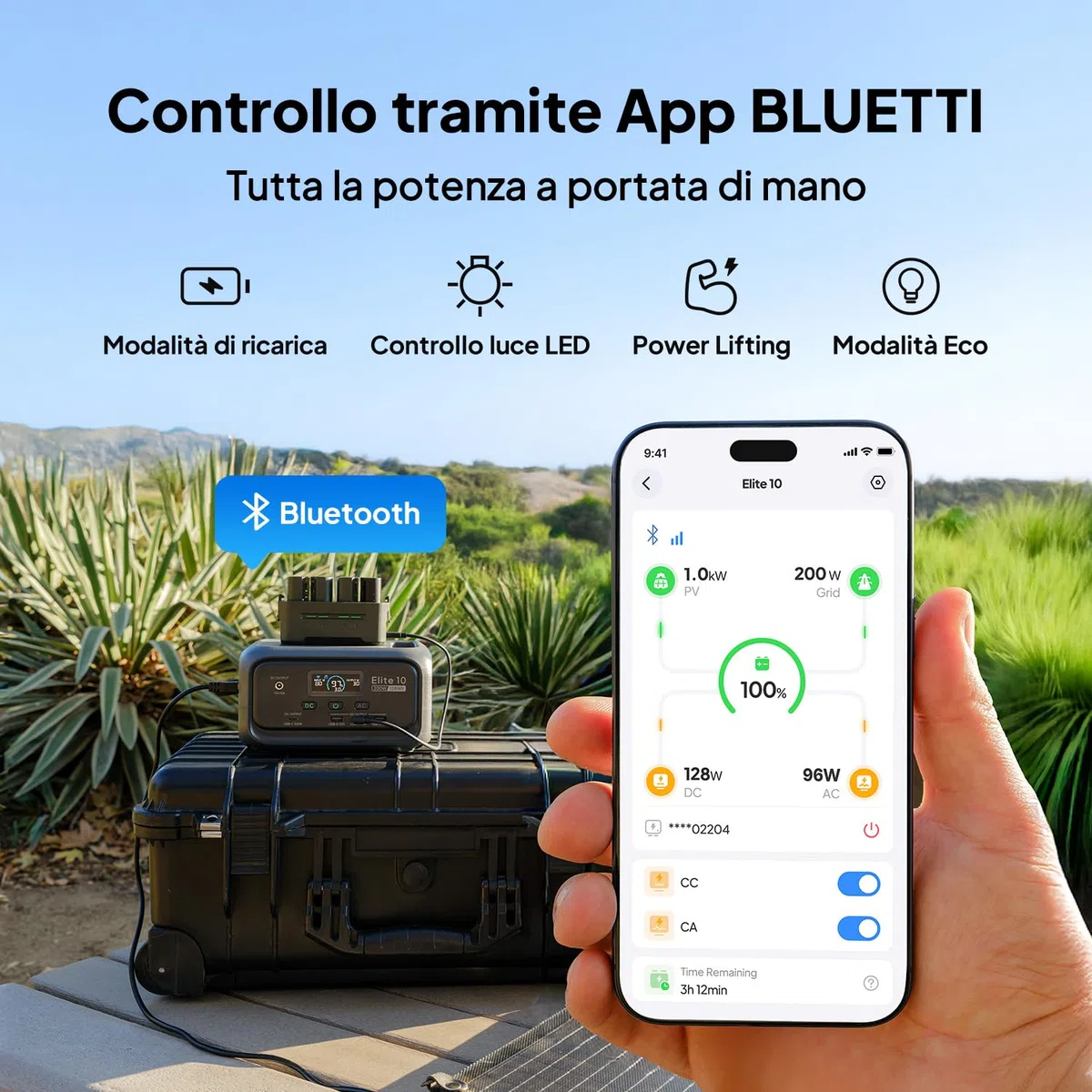 BLUETTI Elite 10 Mini Power Station Portatile, Batteria LiFePO₄ da 128Wh con Presa AC da 200W, Backup UPS da 10ms, Ricarica Rapida – Generatore Solare per Campeggio, Viaggio ed Emergenze