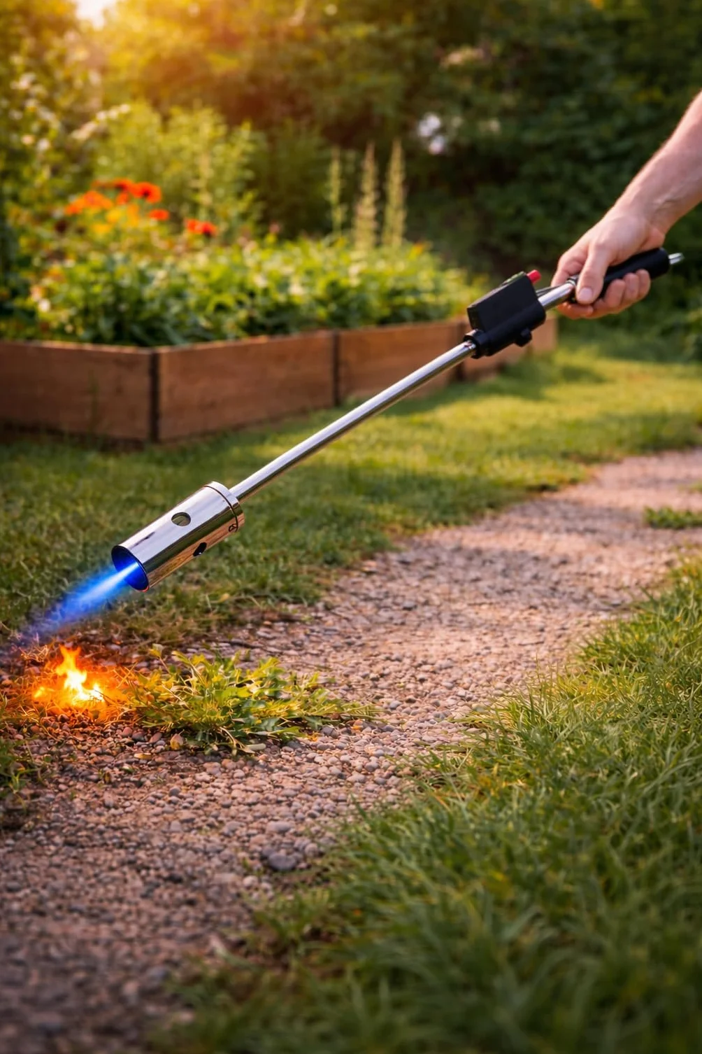 Bruciatore di erbacce RHP 80 cm a gas con accensione piezoelettrica, fiamma regolabile, incluse 8 cartucce da 227 g