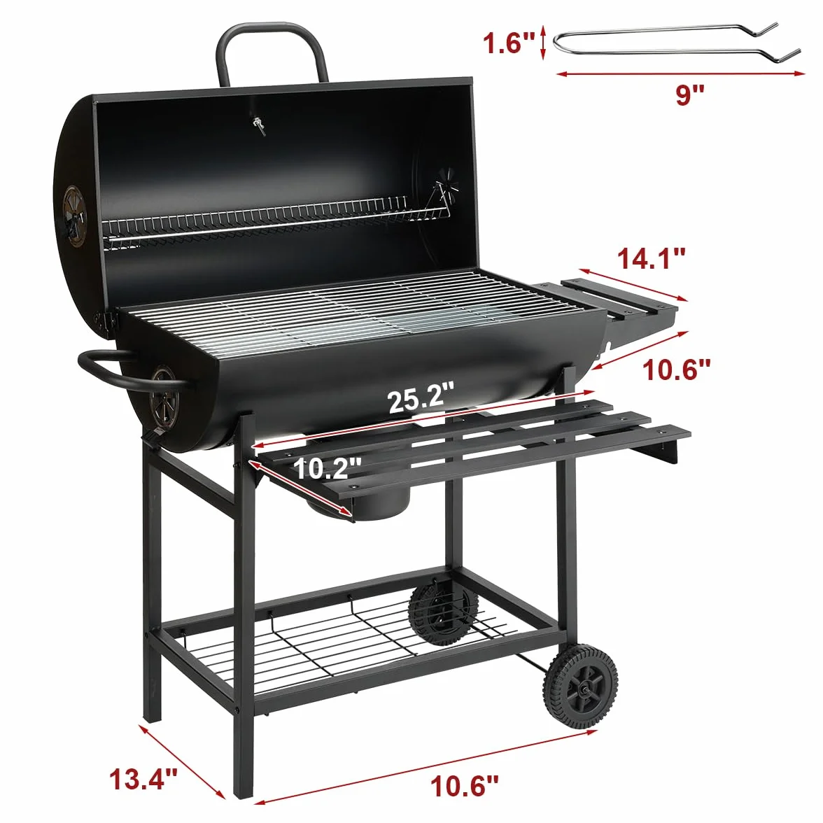 DEWINNER Barbecue a Carbonella con Griglia,girarrosto per pollo rimovibile,guanti antiscottatura e pinza in omaggio,ideale per giardino/terrazza/campeggio (Modello base)