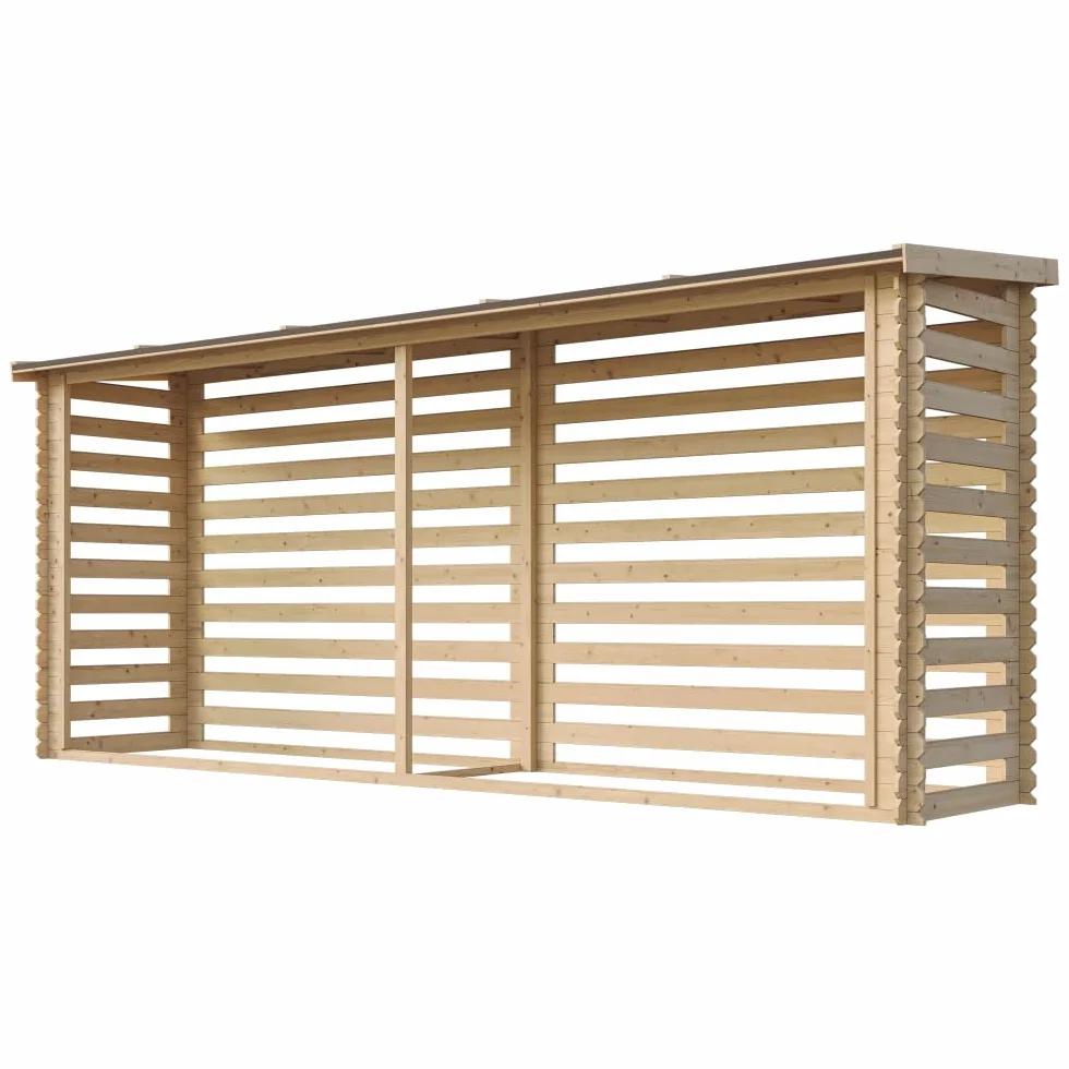 TIMBELA Legnaia da Esterno in Legno - Portalegna da Esterno - Casetta da Giardino in Legno - Porta Legna per Esterno 112x450xA199 cm/10 m3 M203
