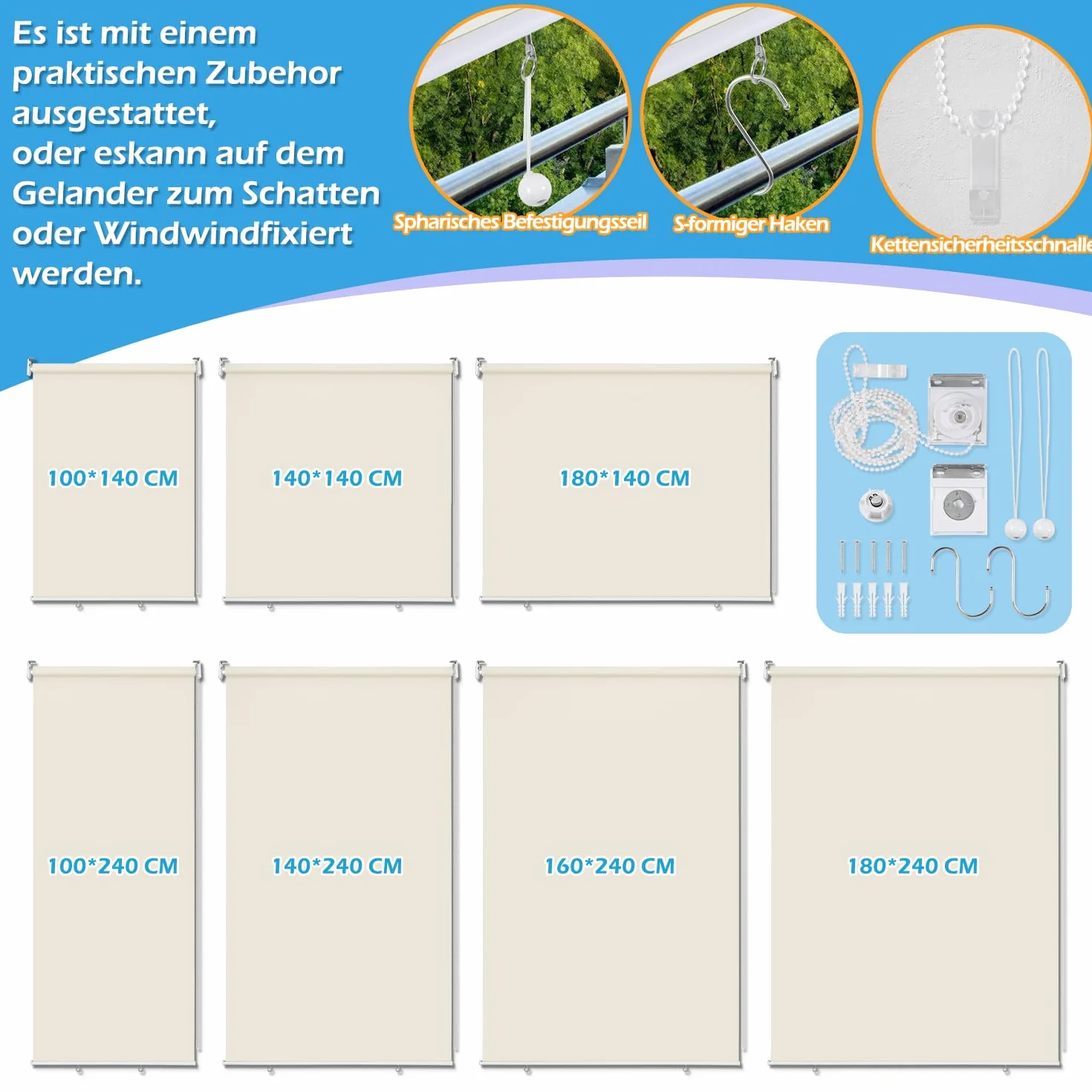 Tenda da sole verticale per esterni 180 x 240 cm ombreggiatura privacy balcone beige