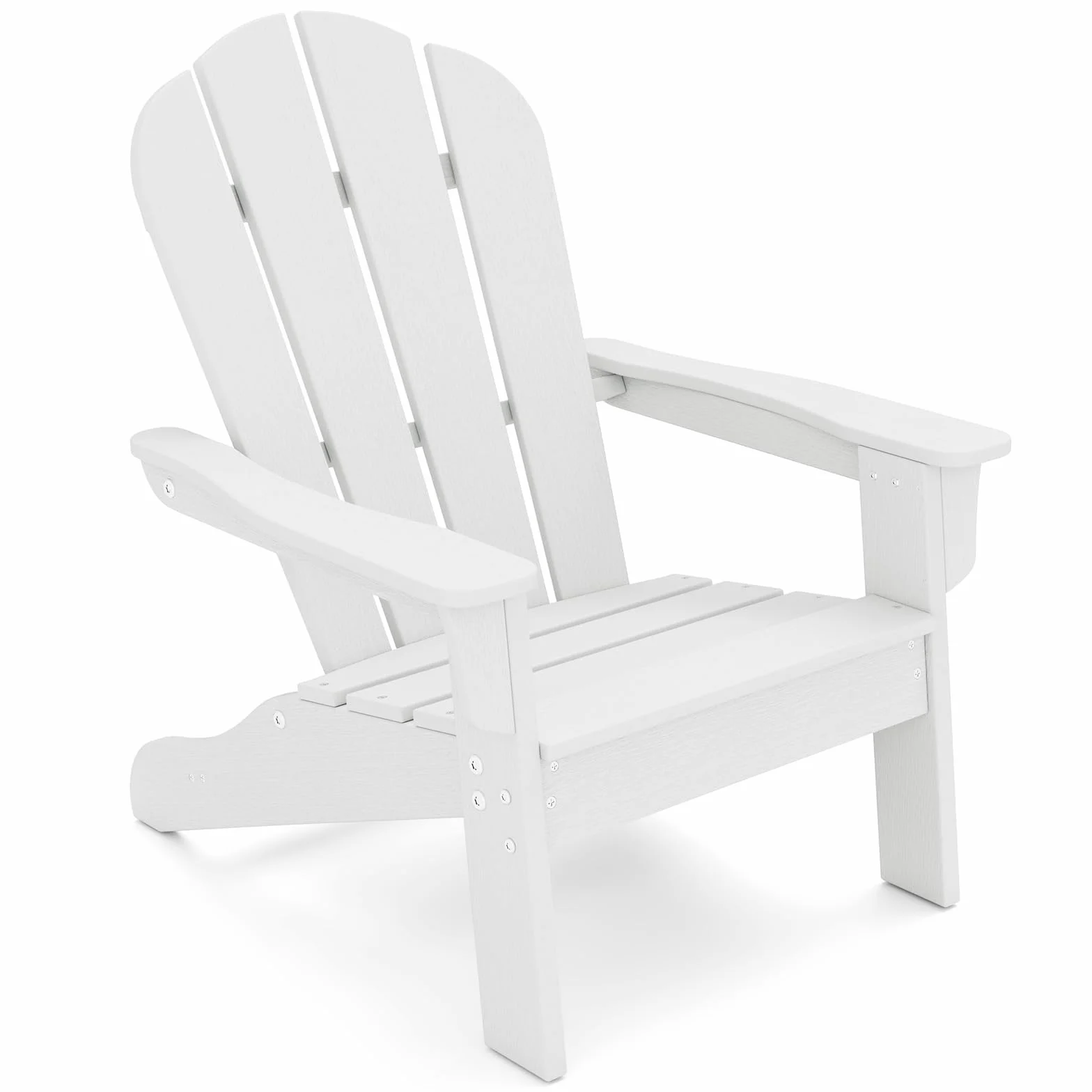 GYMAX Sedia Adirondack per Bambini da Giardino, Sedia per il Tempo Libero in HDPE con Ampio Sedile, Schienale e Braccioli, Angolo di Elevazione di 105°, Poltrona Esterno per Bambini 3-8 Anni (Bianco)
