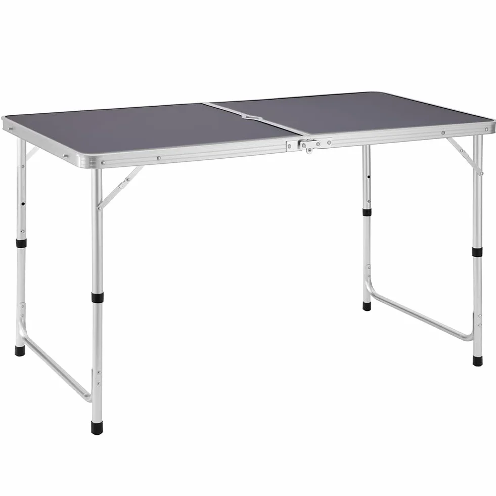 Tavolo da Campeggio in Alluminio Pieghevole 60x120x70cm Grigio