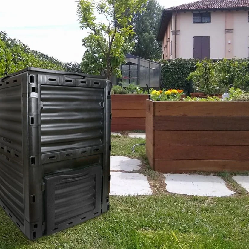 Compostiera da Giardino 300L Esterno in Plastica Humus