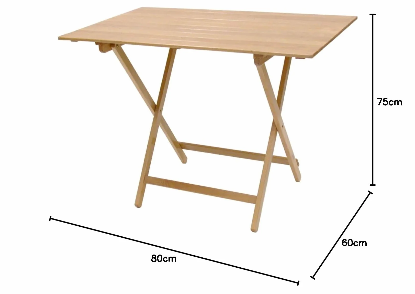 Tavolo pieghevole legno naturale 60x80 cm giardino camping