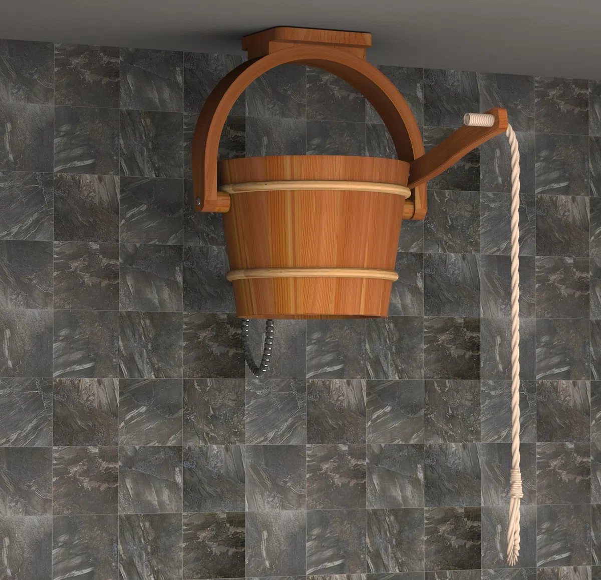 Secchio doccia a cascata per sauna da 18 litri in cedro con ricarica automatica