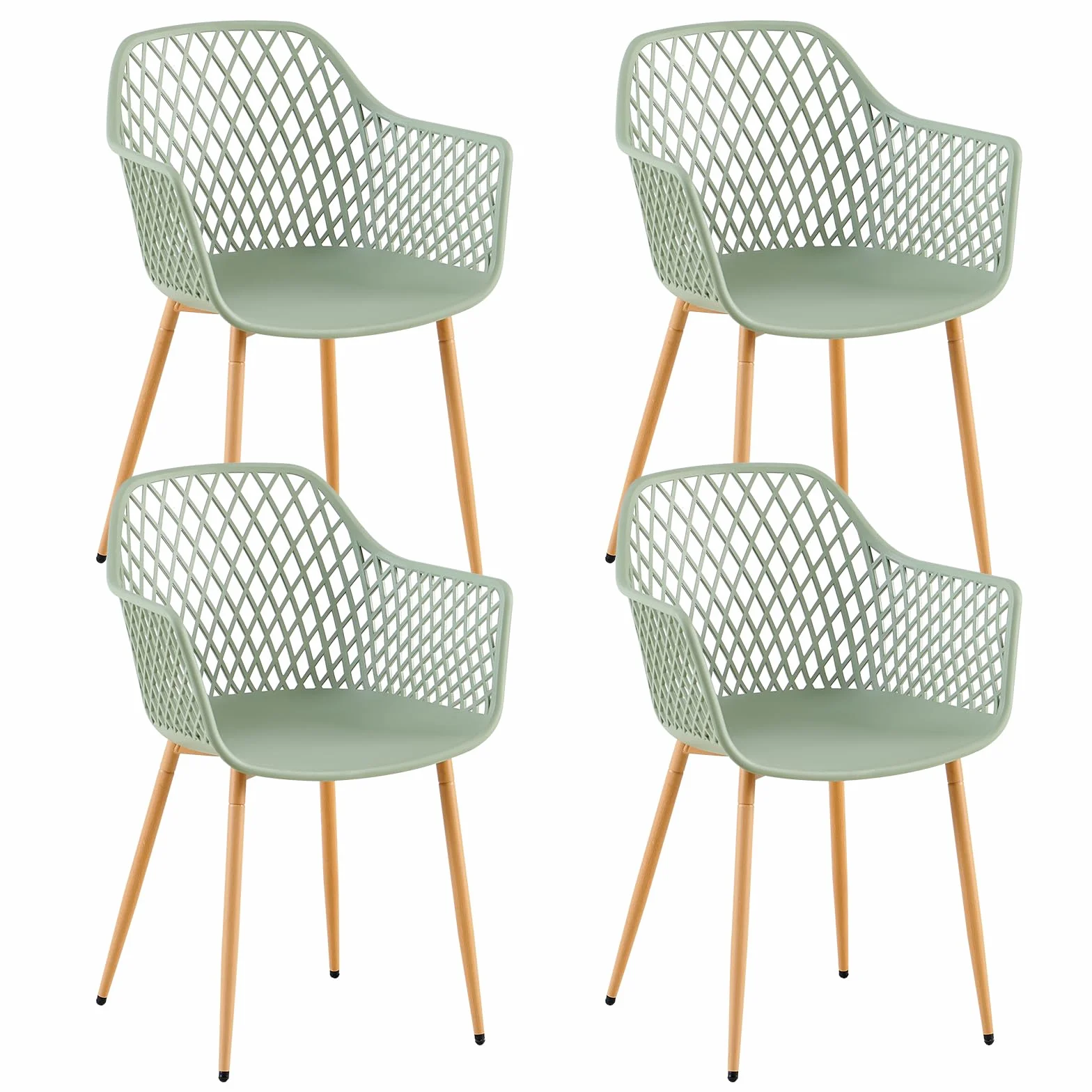 buybyroom Set di 4 Sedie da Giardino con Bracciolo, Sedia da Giardino, Design Moderno e Minimalista, Portata Massima 120 kg