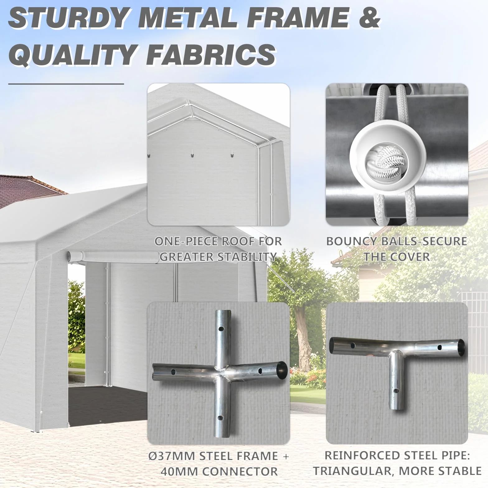 Gazebo per tenda 3x4m telone PE resistenti UV pareti laterali rimovibili telaio metallico tetto rinforzato