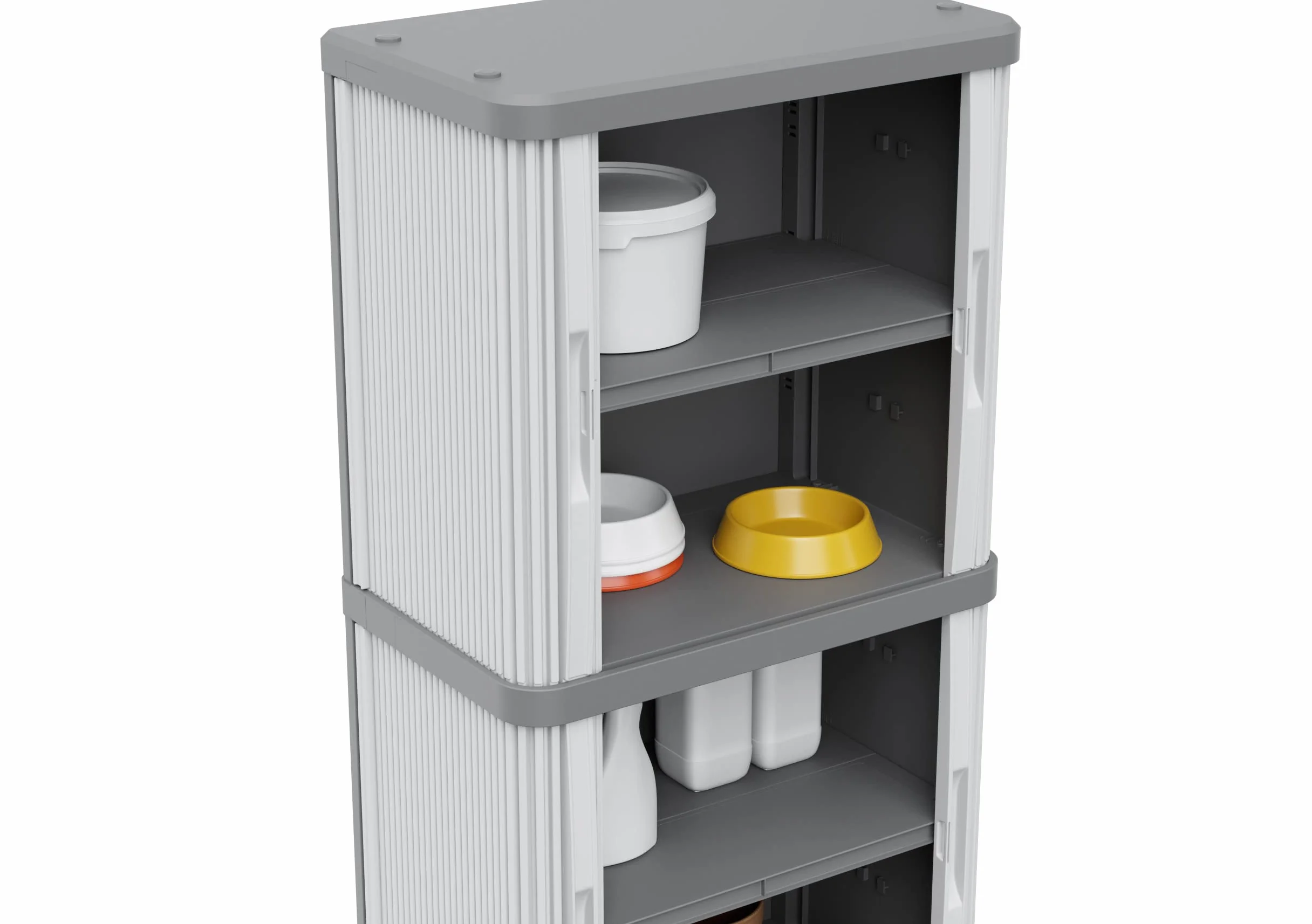 Terry - Rolling Space Cab 2, Armadio a 2 Vani con Due Antine Scorrevoli, 2 Ripiani Interni Modulabili, da Interno e Esterno, in Plastica, 59x36x115 cm