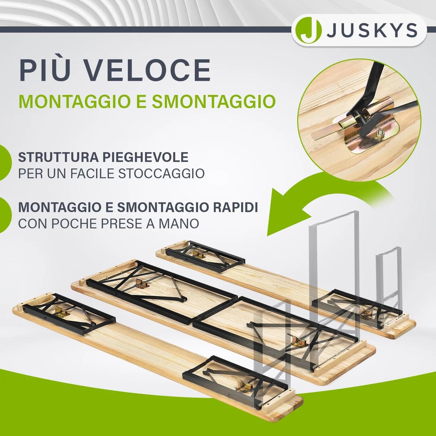 Juskys Set birreria Bichl 3 pezzi pieghevole 170x46x77 cm - Set mobili da giardino tavolo da birra e 2 panche da birra