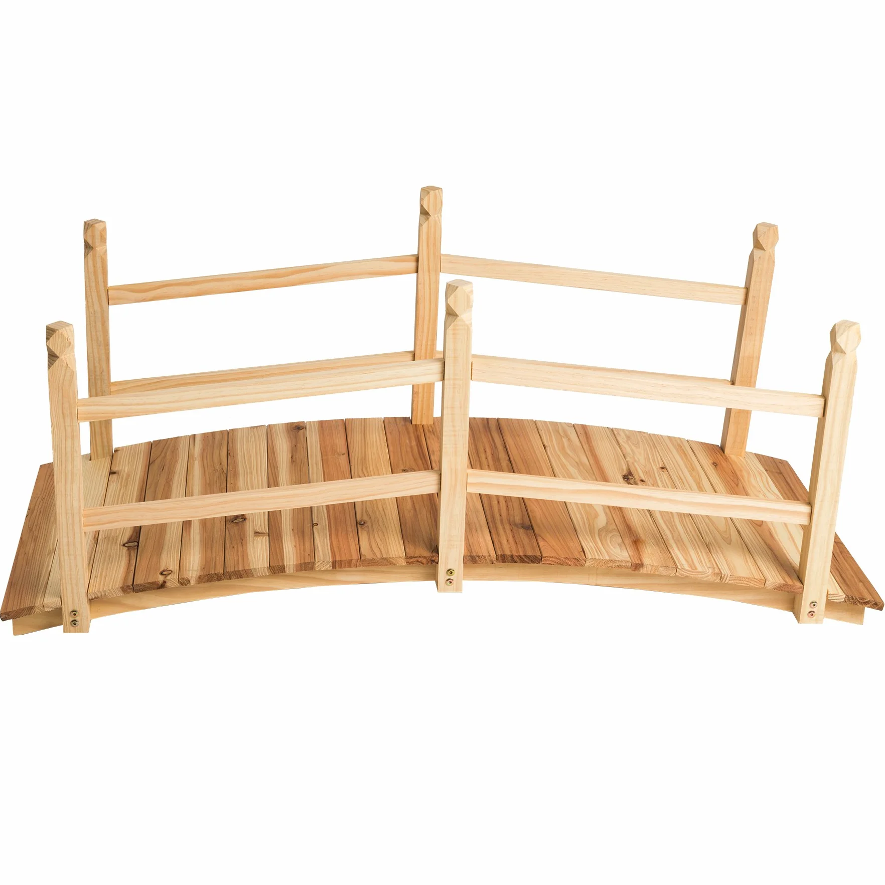 tectake® Ponte da Giardino con Ringhiera in Legno 137x58x58cm, Ponticello Esterno capacità Max 150 kg, Passerella Design arcuato, Decorazioni in Legno, Ideale Arredo Giardino, Laghetto - Marrone