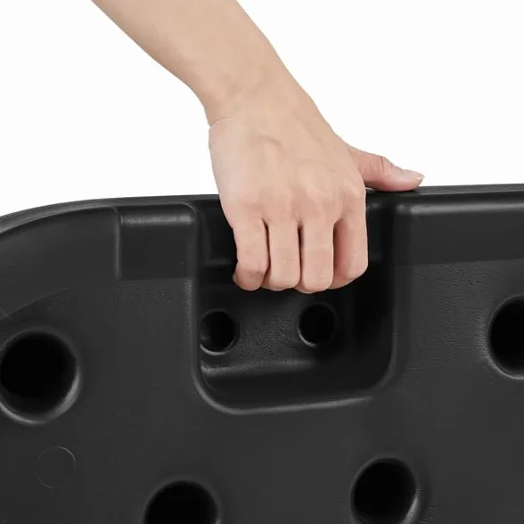 Yaheetech Base per Ombrellone Set 4 Pezzi Pesante Riempibile con Sabbia o Acqua 60L in HDPE con 4 Connettori Motivi di Rattan per Esterno Giardino Terrazza Nero