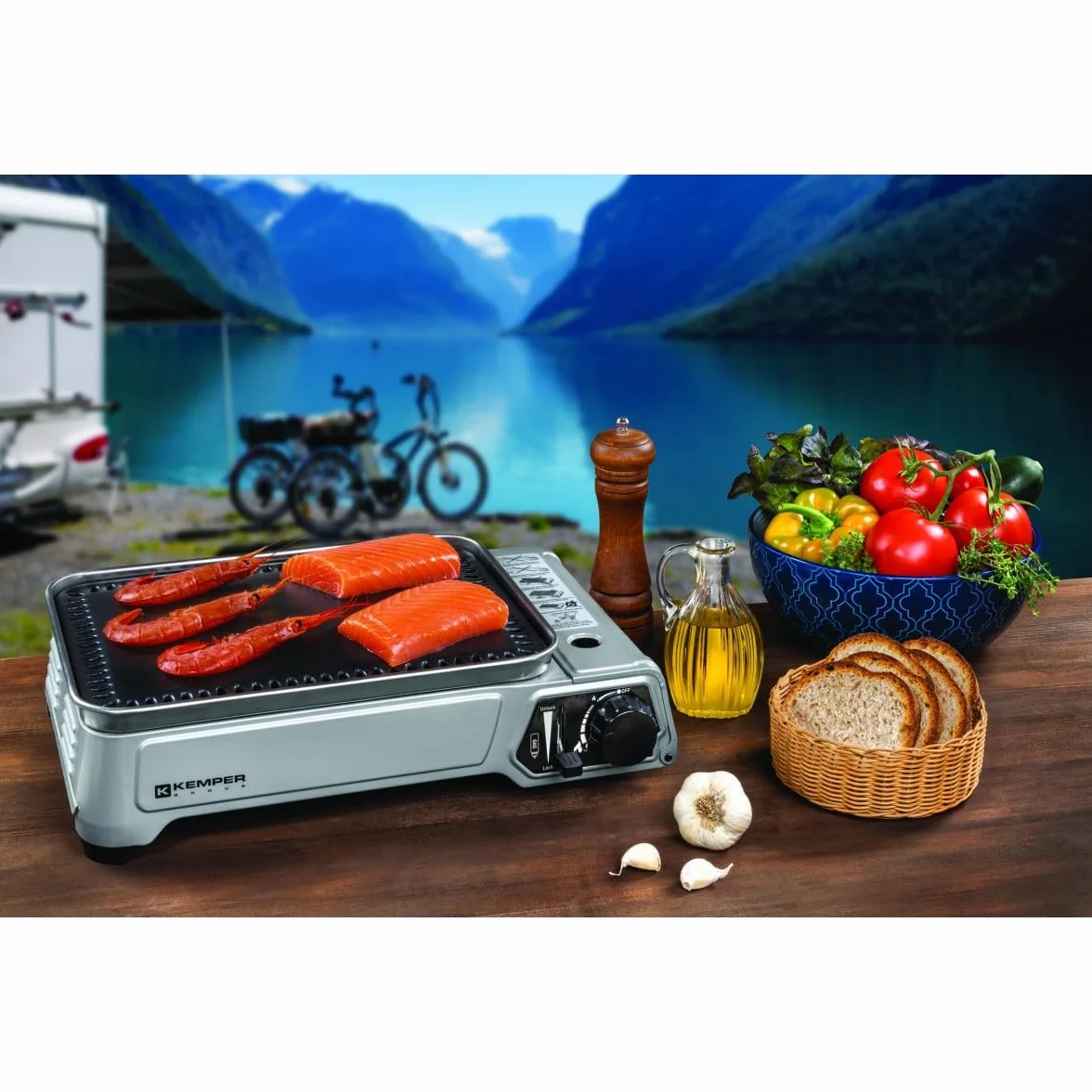 Kemper Barbecue A Cartuccia Gas 1,9 KW Piastra 27x34 cm