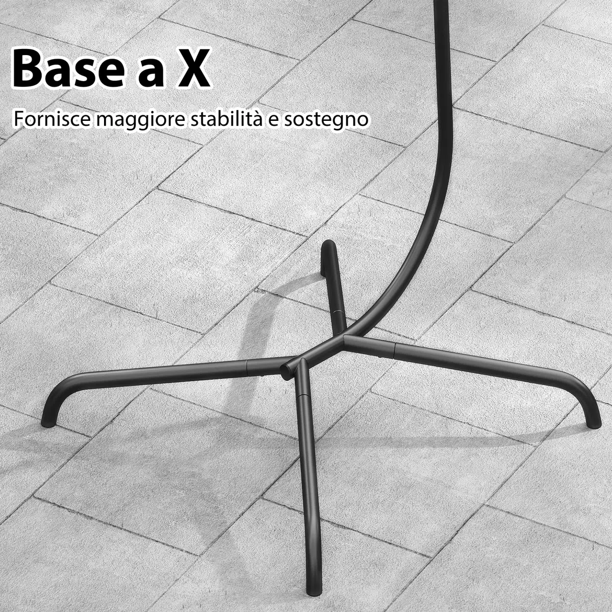 COSTWAY Supporto per Amaca a C, Base per Sedia Sospesa in Metallo Pesante con Gancio a Molla e Rotazione a 360°, Telaio per Amaca per Interni ed Esterni, Portata 180 kg
