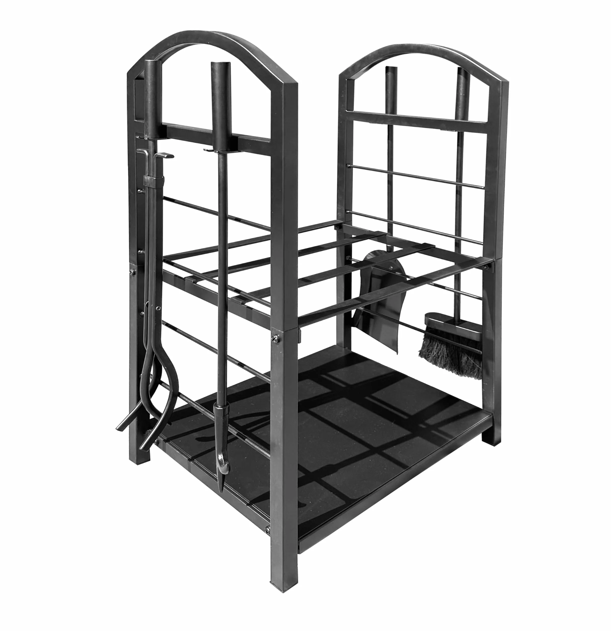 Scaffale in metallo per legna da ardere 45x30x74 cm per interni con pala pinza