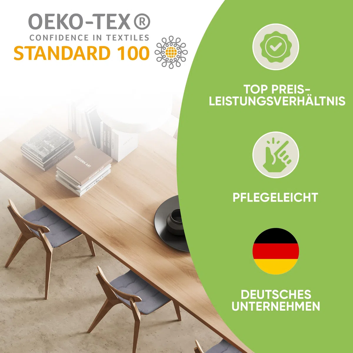 Gräfenstayn® zestaw 4 poduszek siedzisk 40x40x3 cm pasy mocujące Oeko-Tex Antracyt